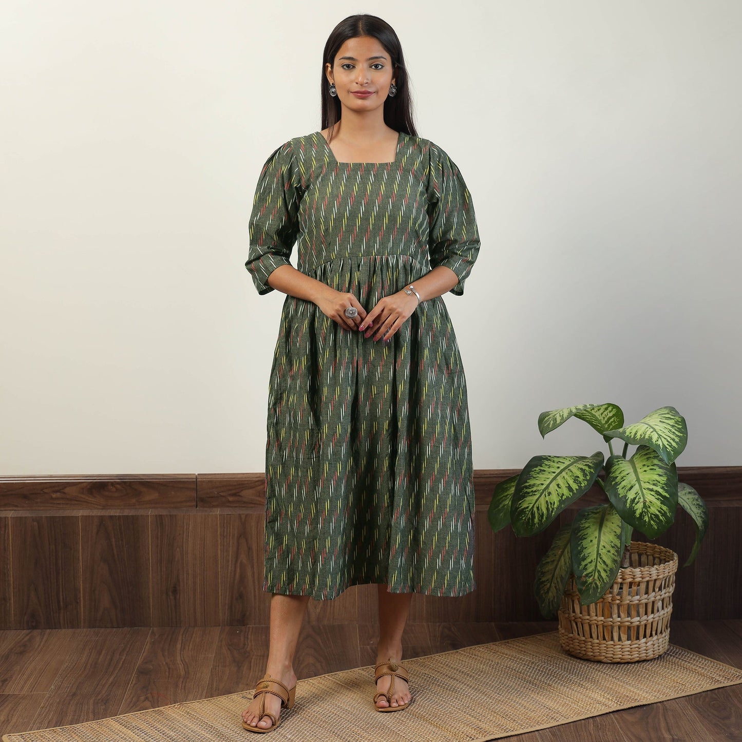 Pochampally Ikat Weave Cotton Dress 10 Online l iTokri.com