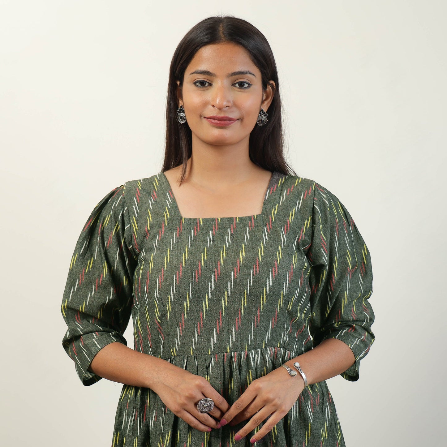 Pochampally Ikat Weave Cotton Dress 10 Online l iTokri.com