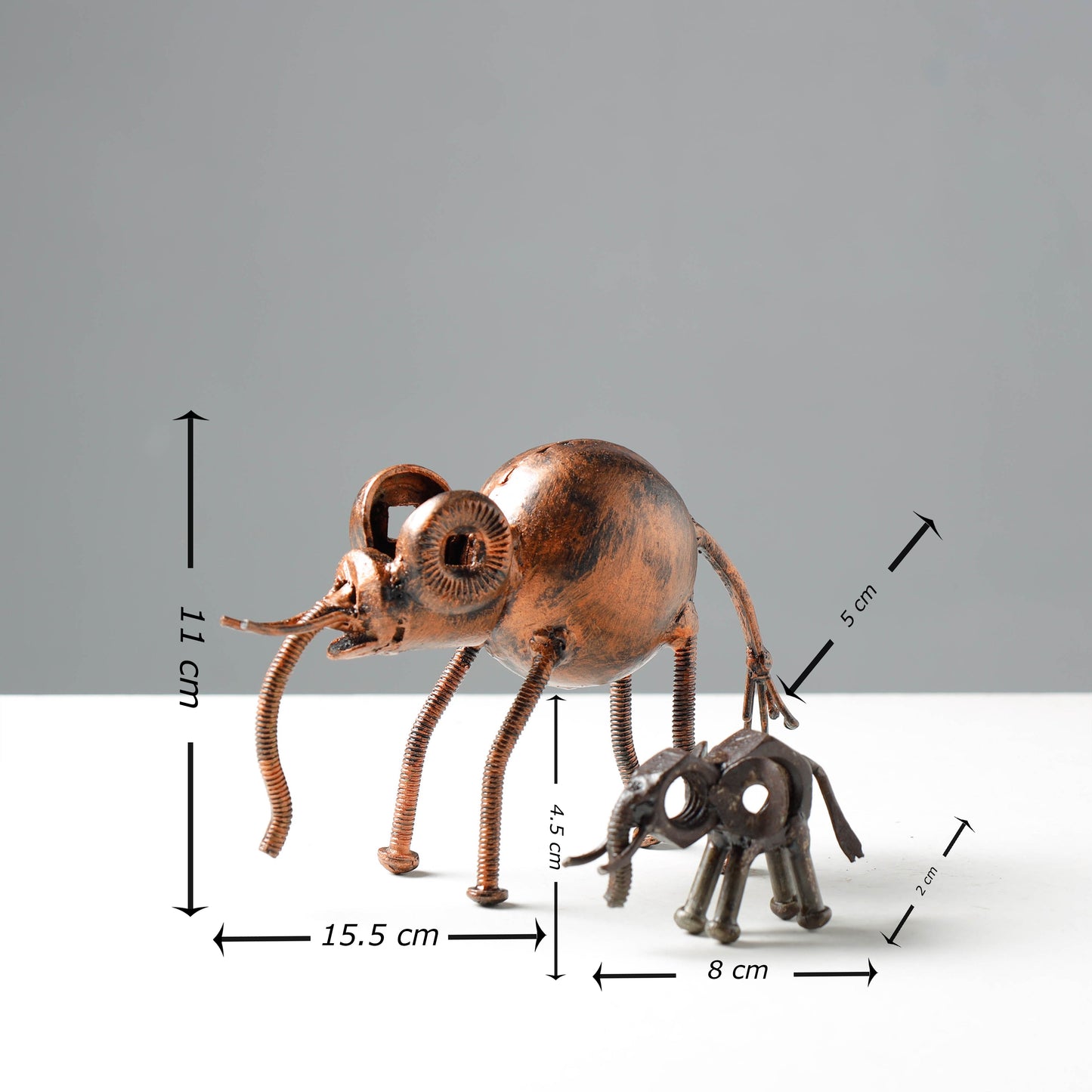 Elephant Mother & Child - Handmade Recycled Metal Sculpture by Debabrata Ruidas