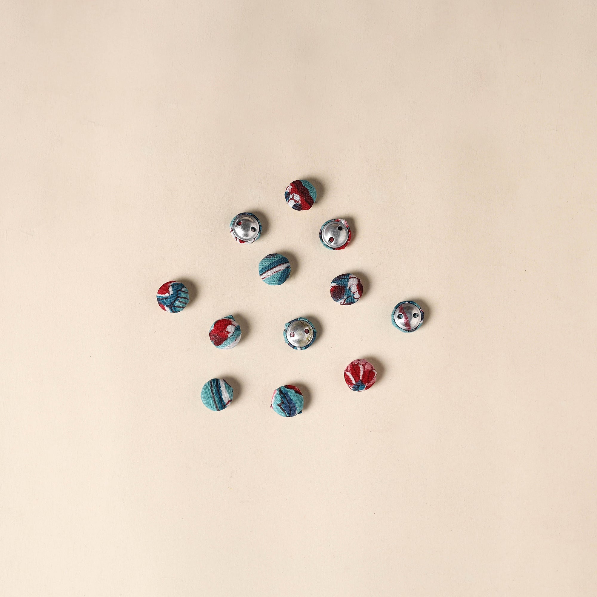 Pink - 1.5cm Handmade Fabric Button Small (Set Of 12) 88