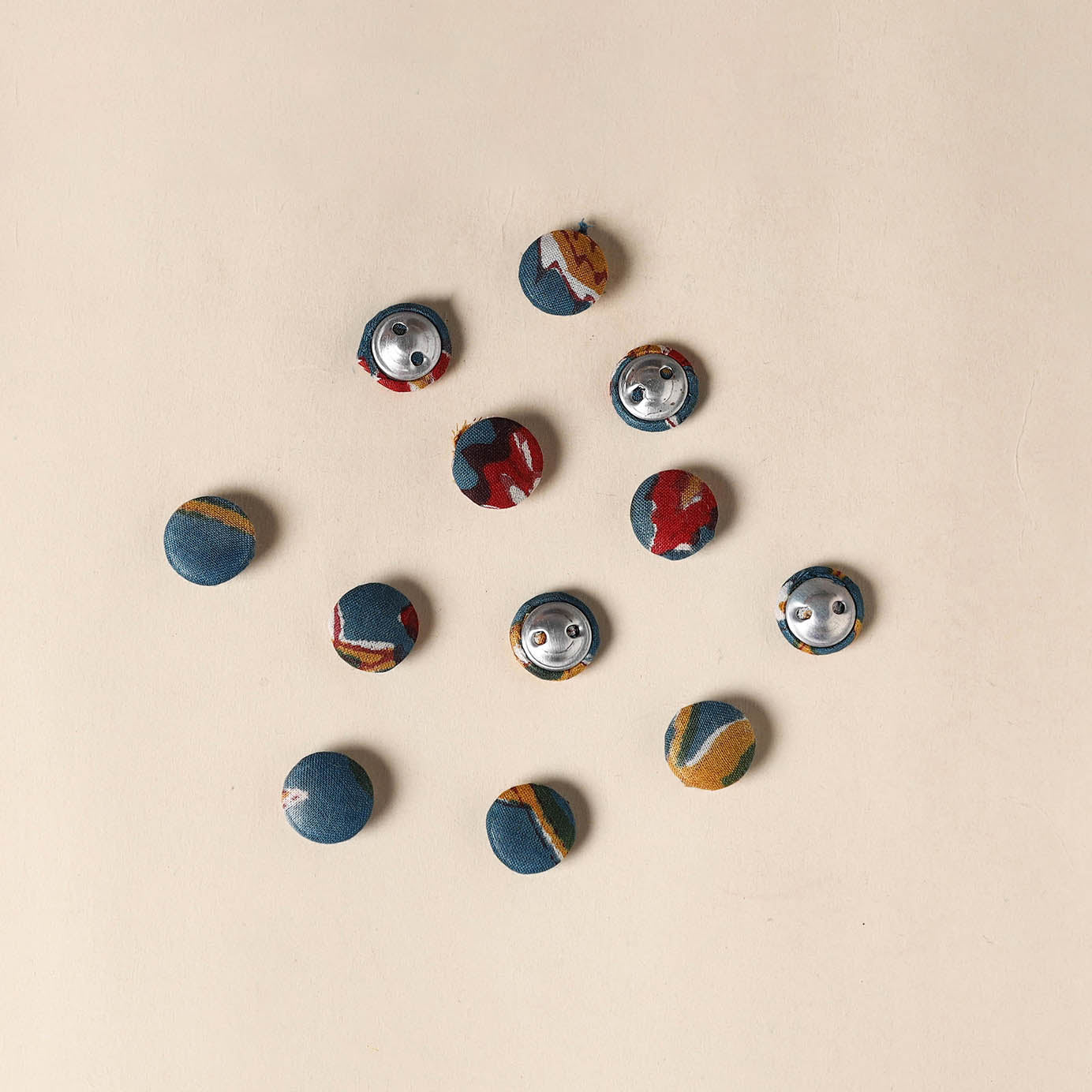 Multicolor White Handmade Fabric Button Small at iTokri