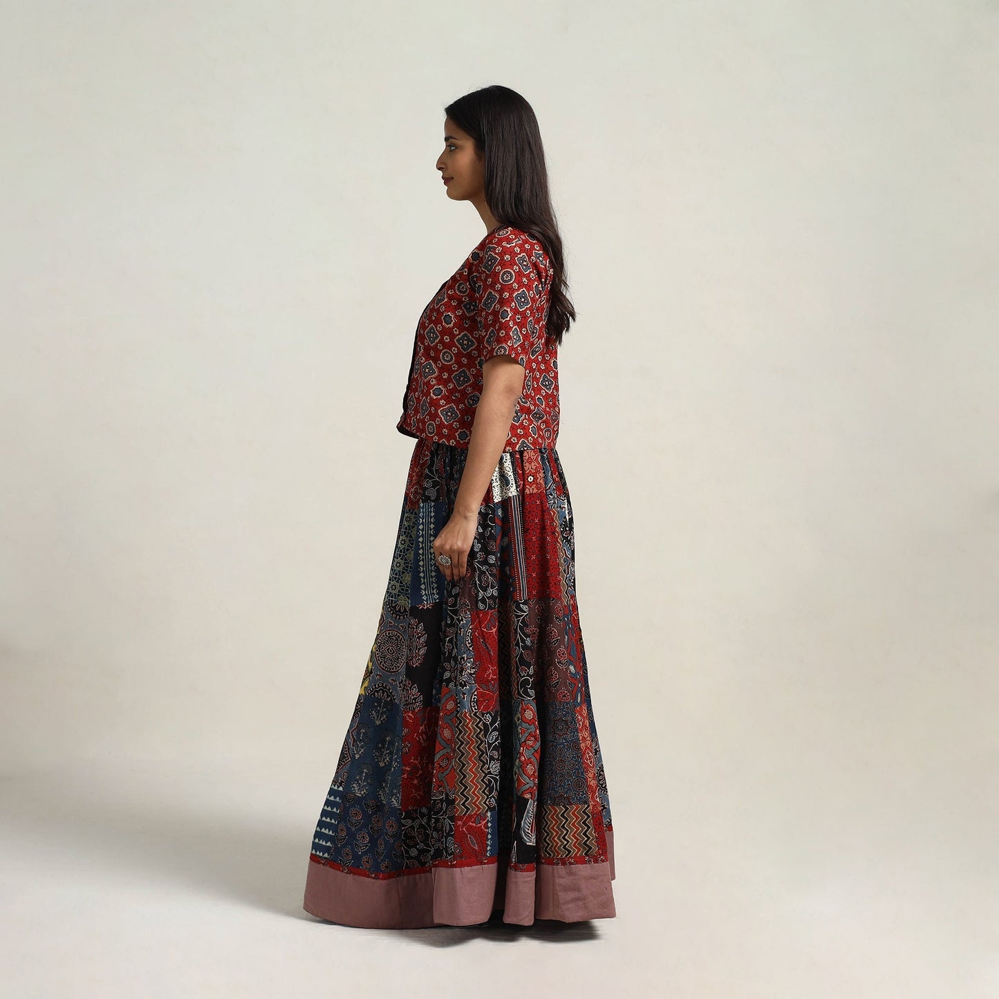 Multicolor - 24 kali patchwork cotton skirt 18 - handcrafted