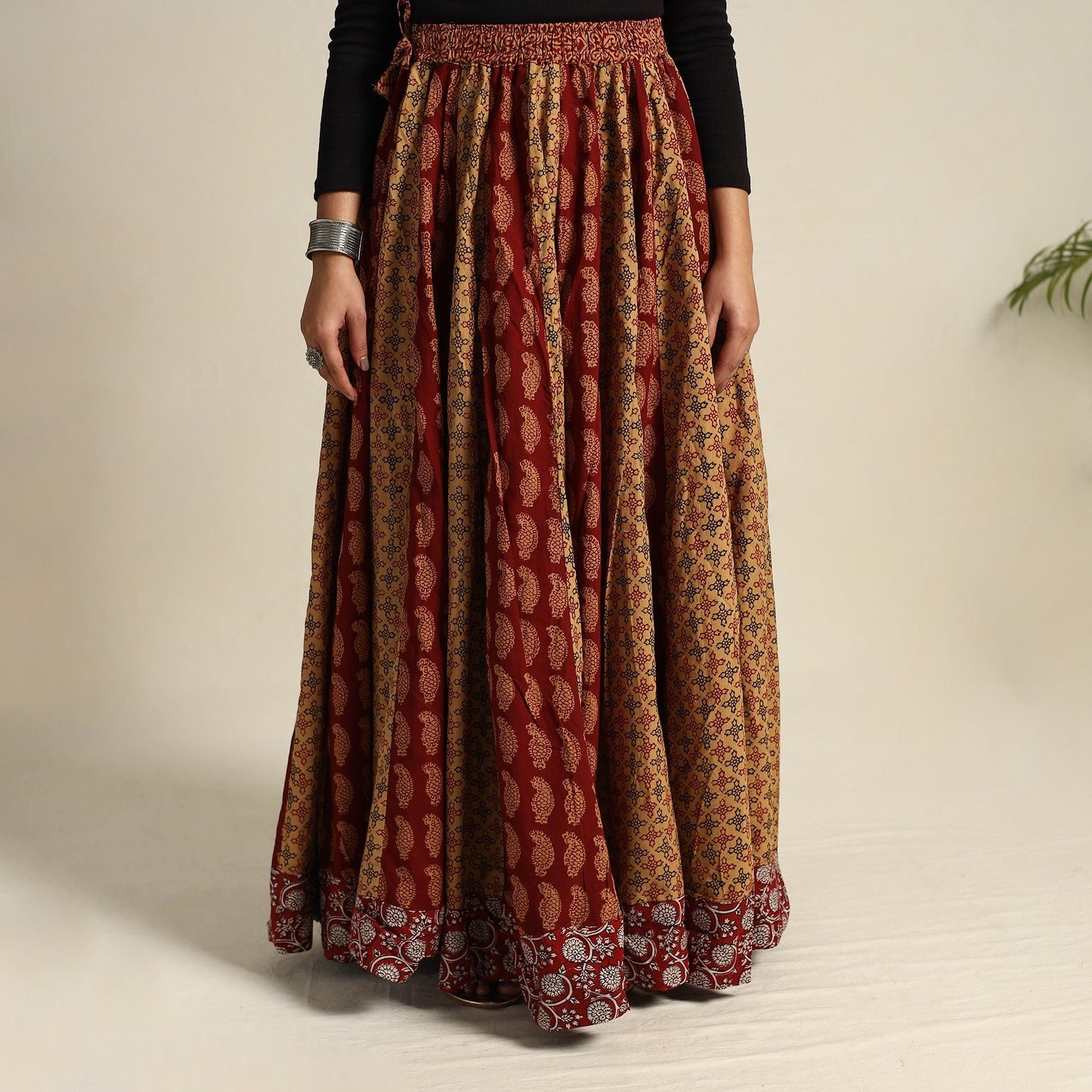 Multicolor 24 Kali Patchwork Cotton Bagh Print Skirt