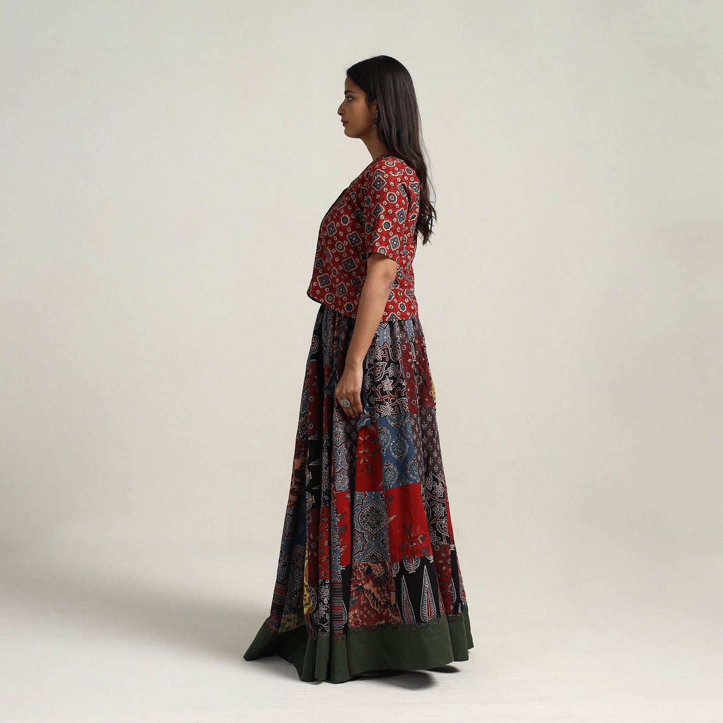 Multicolor - 24 kali patchwork cotton skirt 02 - handcrafted