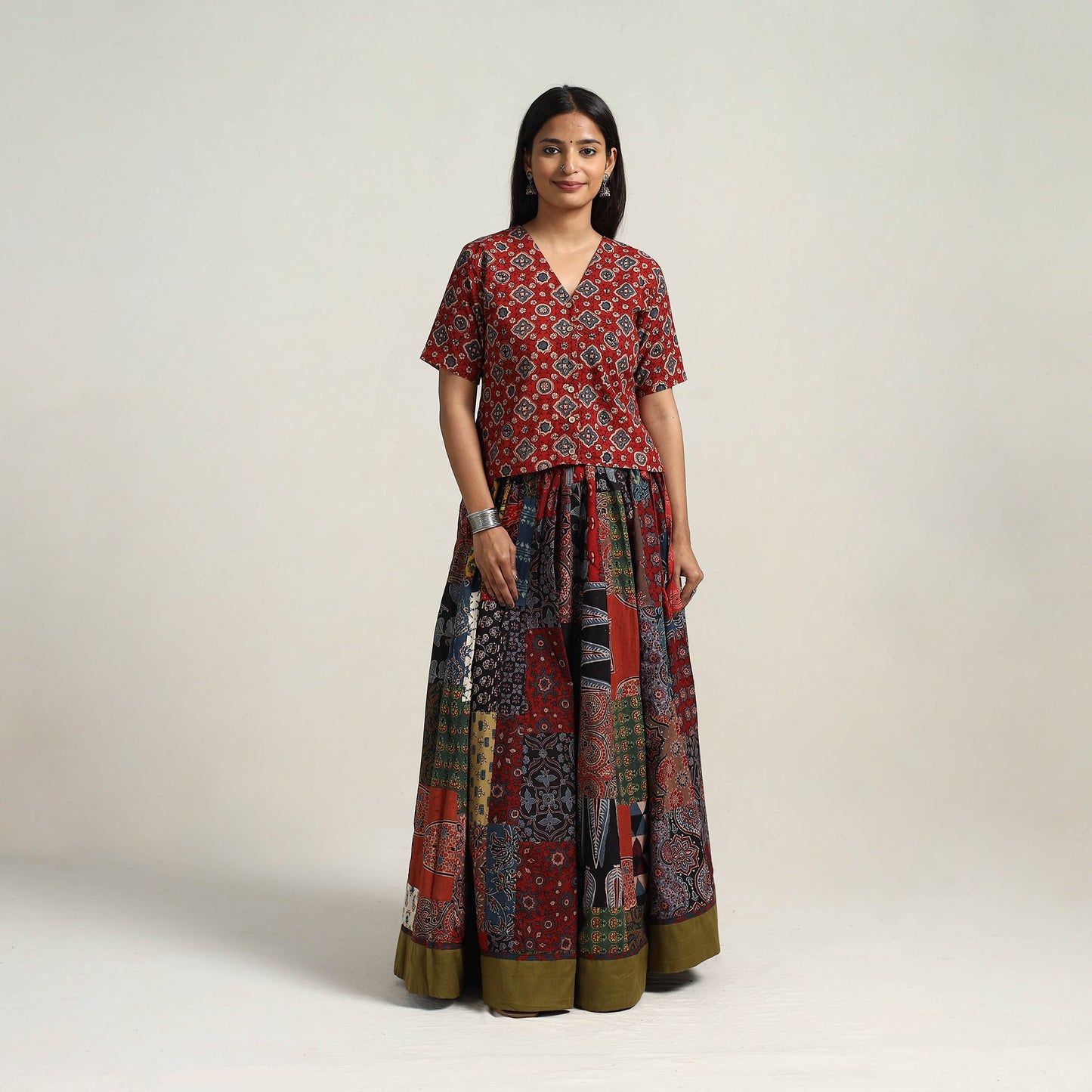 Multicolor - 24 kali patchwork cotton skirt 07 - handcrafted