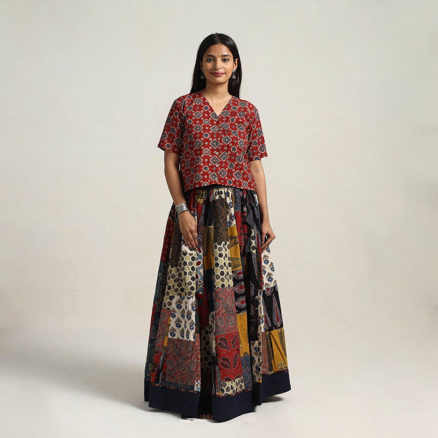 Multicolor - 24 kali patchwork cotton skirt 19 - handcrafted