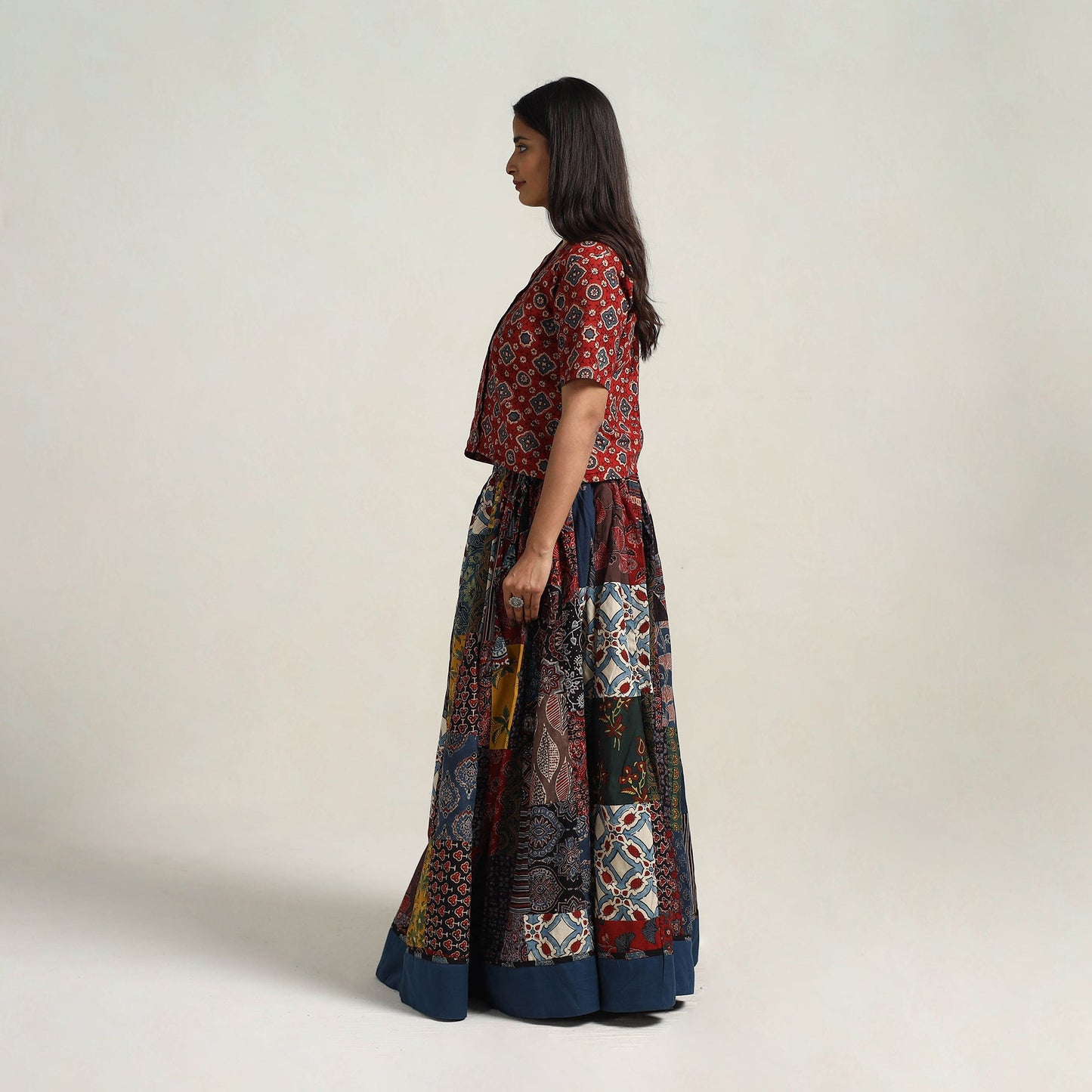 Multicolor - 24 kali patchwork cotton skirt 29 - handcrafted