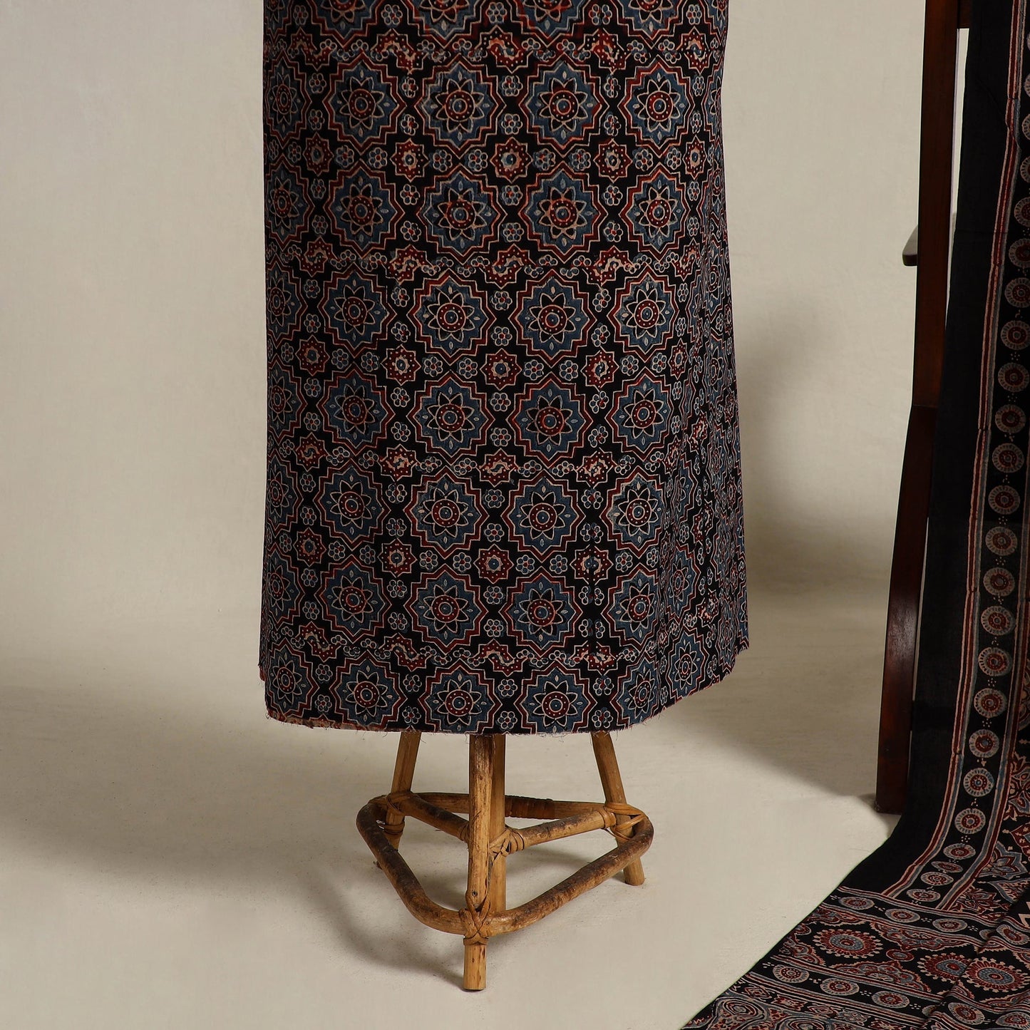 Multicolor 2pc Block Print Natural Dyed Ajrakh Dress Material