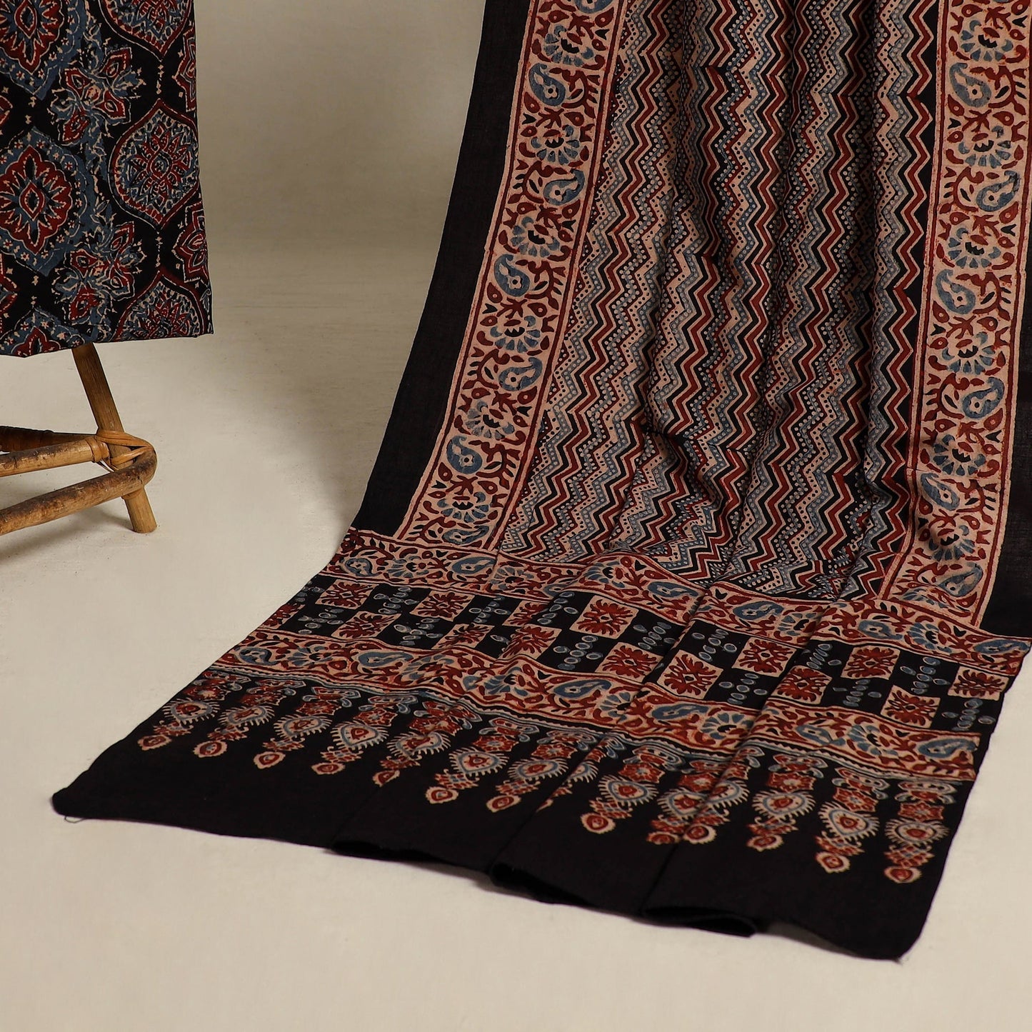 Buy Multicolor 2pc Block Print Natural Dyed Ajrakh Dress Material