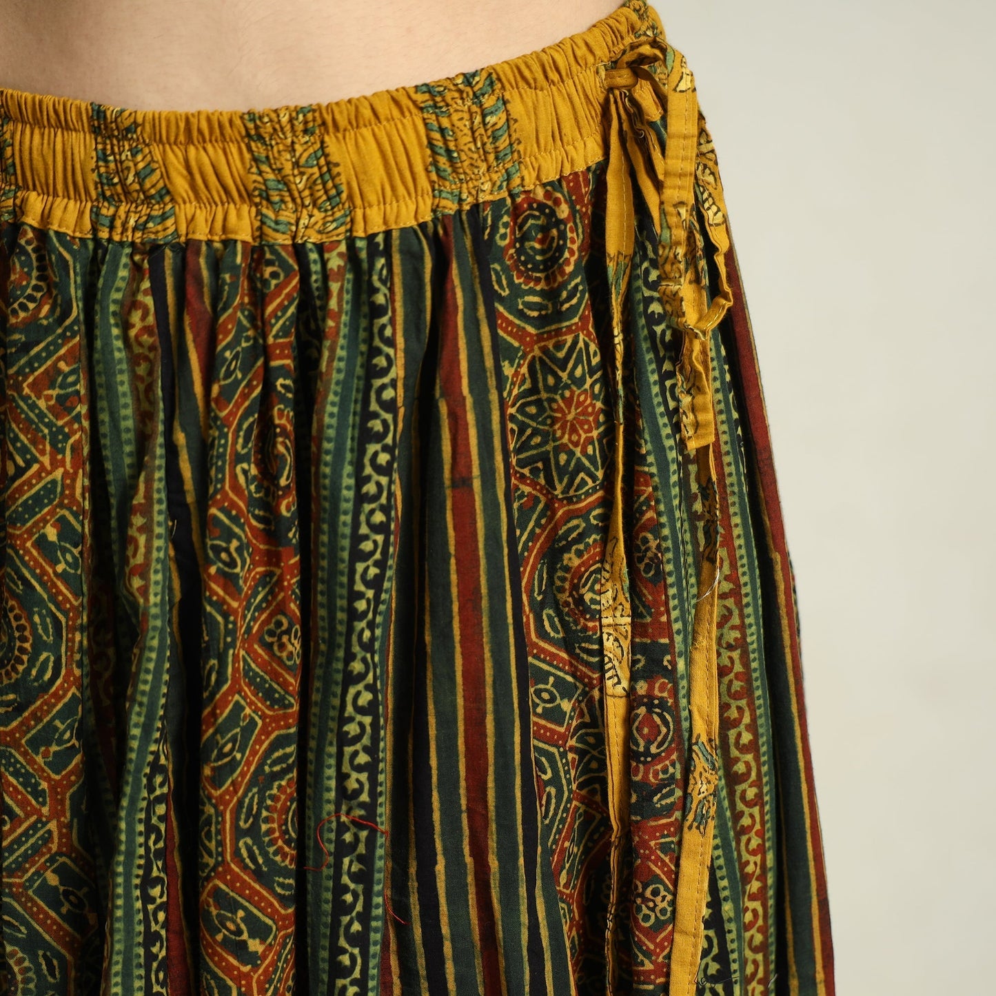 Ajrakh Block Printed 24 Kali Patchwork Cotton Long Skirt 24