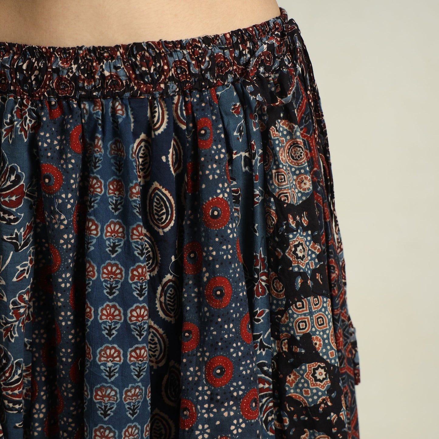 Multicolor - printed 24 kali patchwork cotton long skirt 27