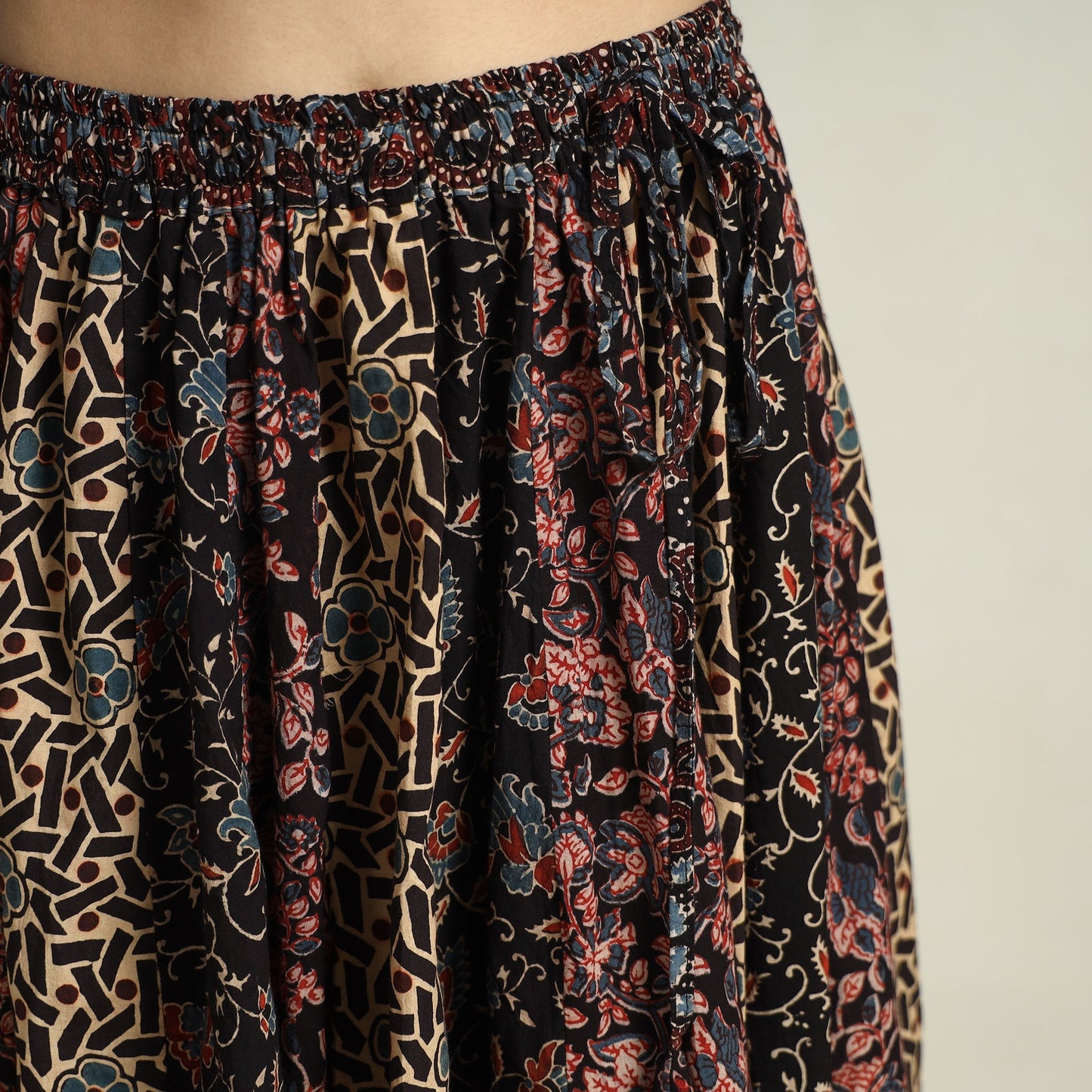 Ajrakh Block Printed 24 Kali Patchwork Cotton Long Skirt 40