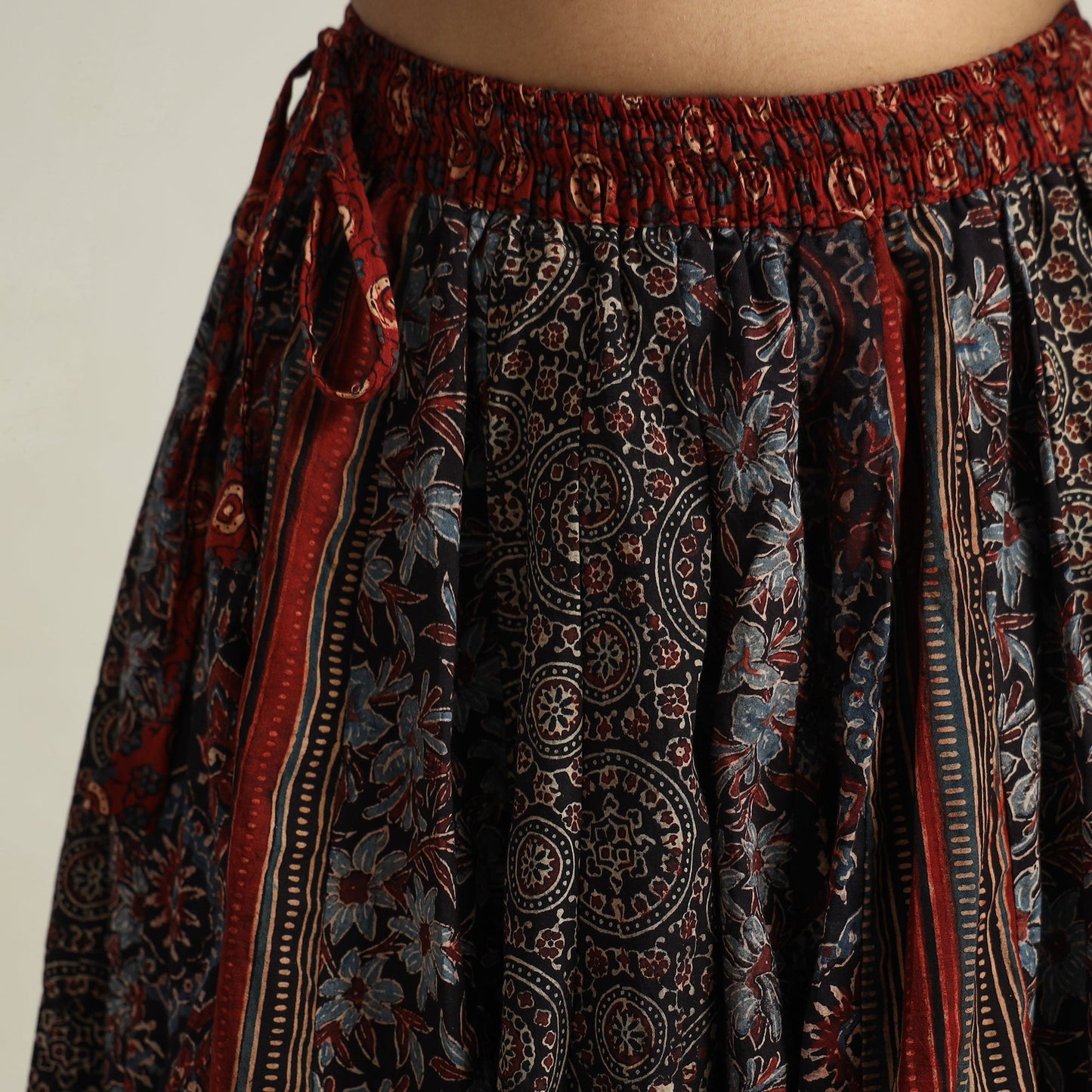 Ajrakh Block Printed 24 Kali Patchwork Cotton Long Skirt 17