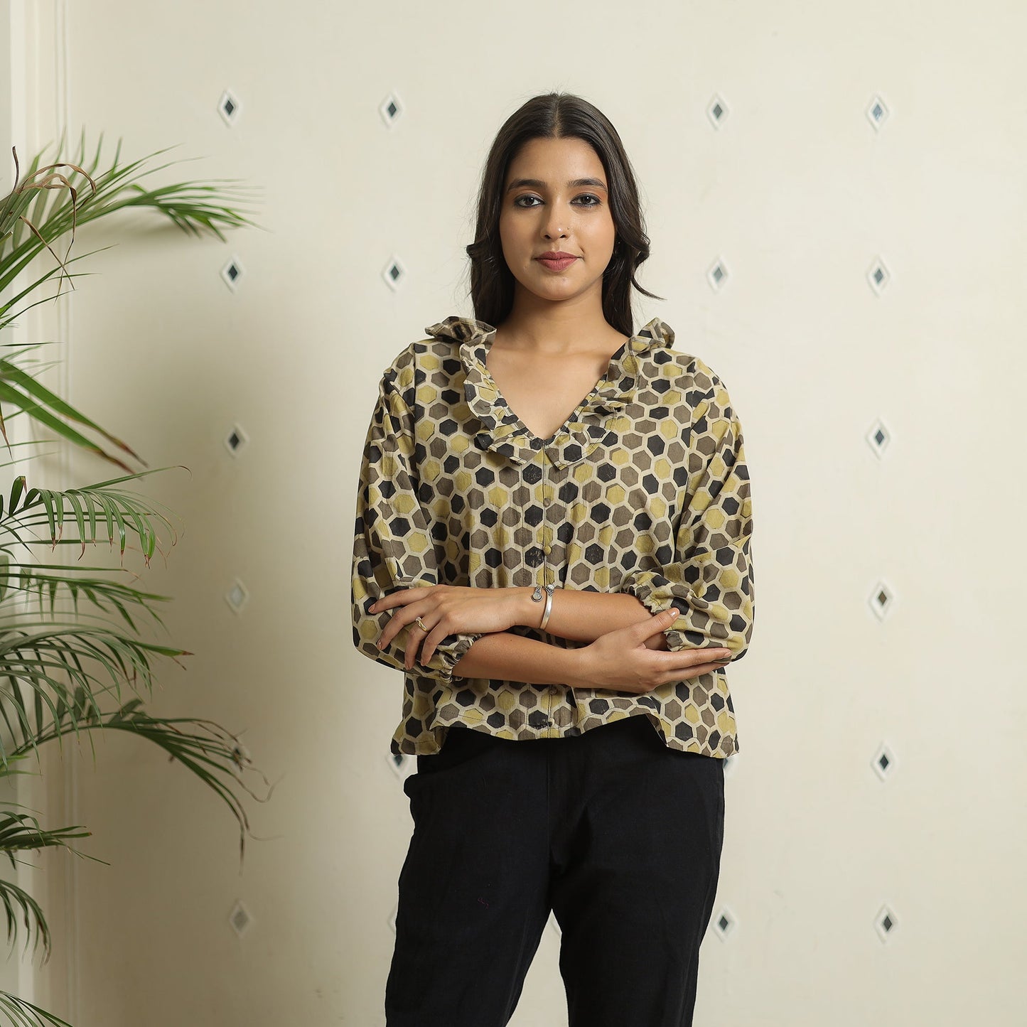 Ajrakh Block Printed Cotton Crop Top 05