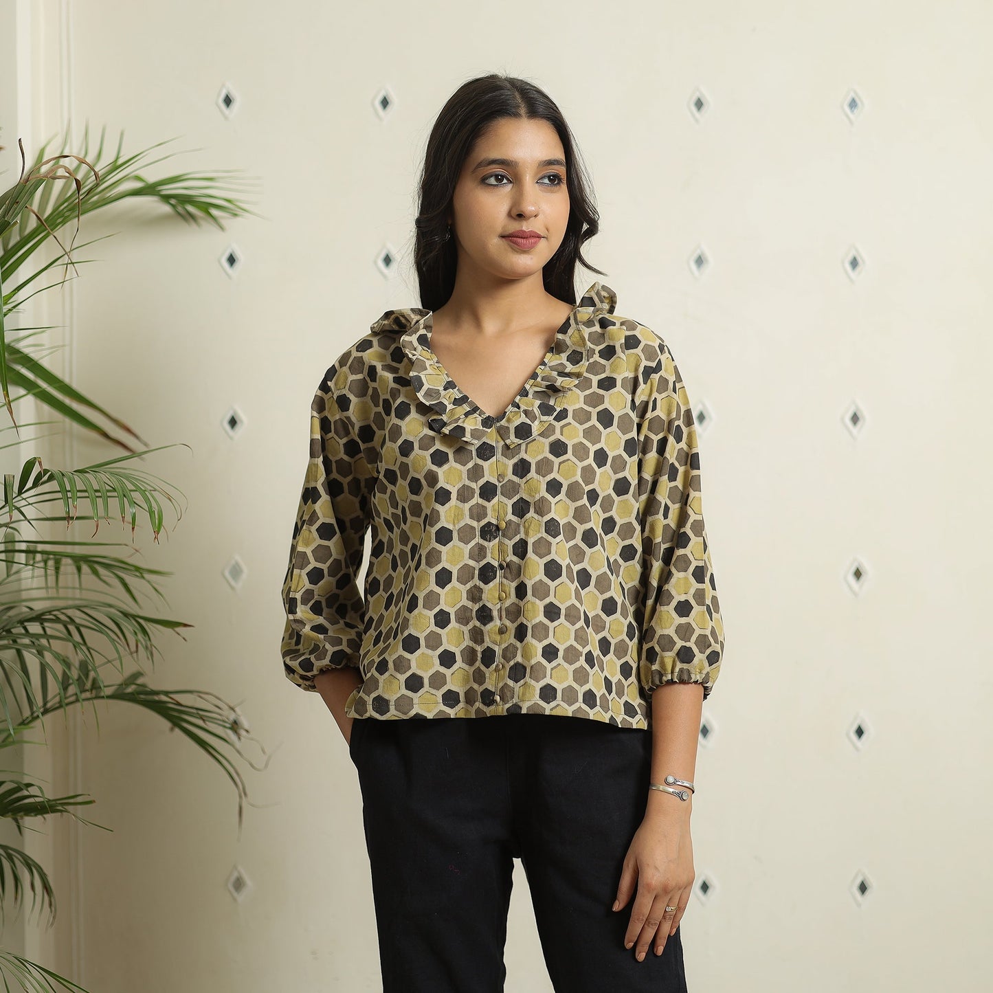 Ajrakh Block Printed Cotton Crop Top 05