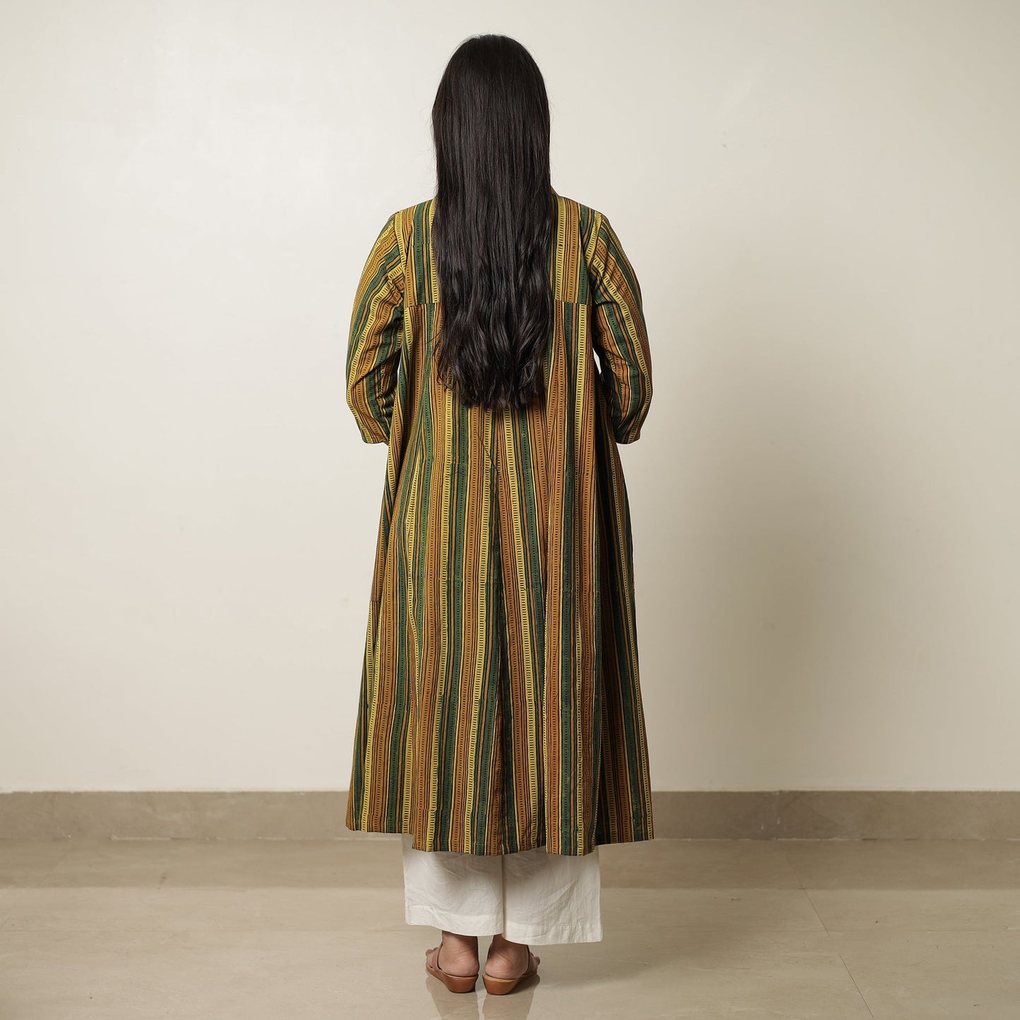 Ajrakh Block Printed Cotton Flared Kurta for Women