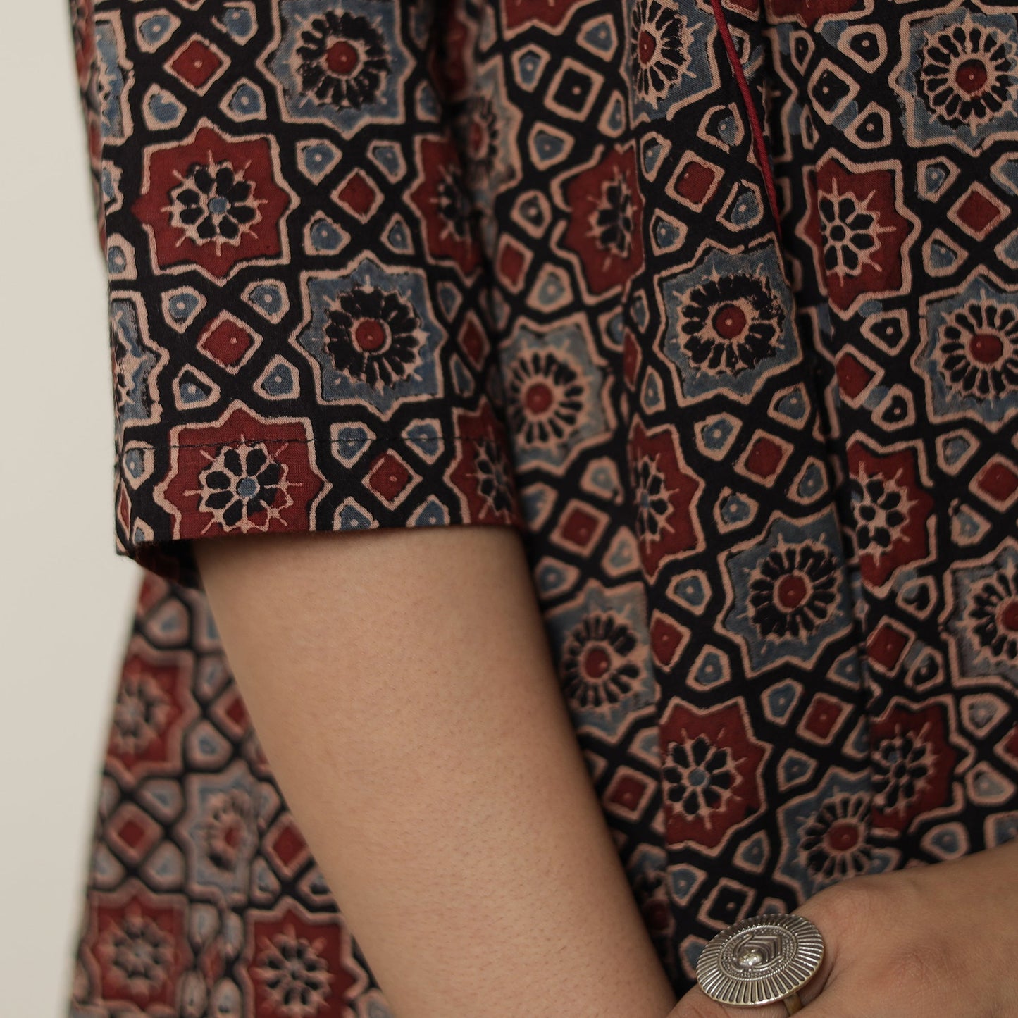 Ajrakh Block Printed Cotton Flared Kurta for Women