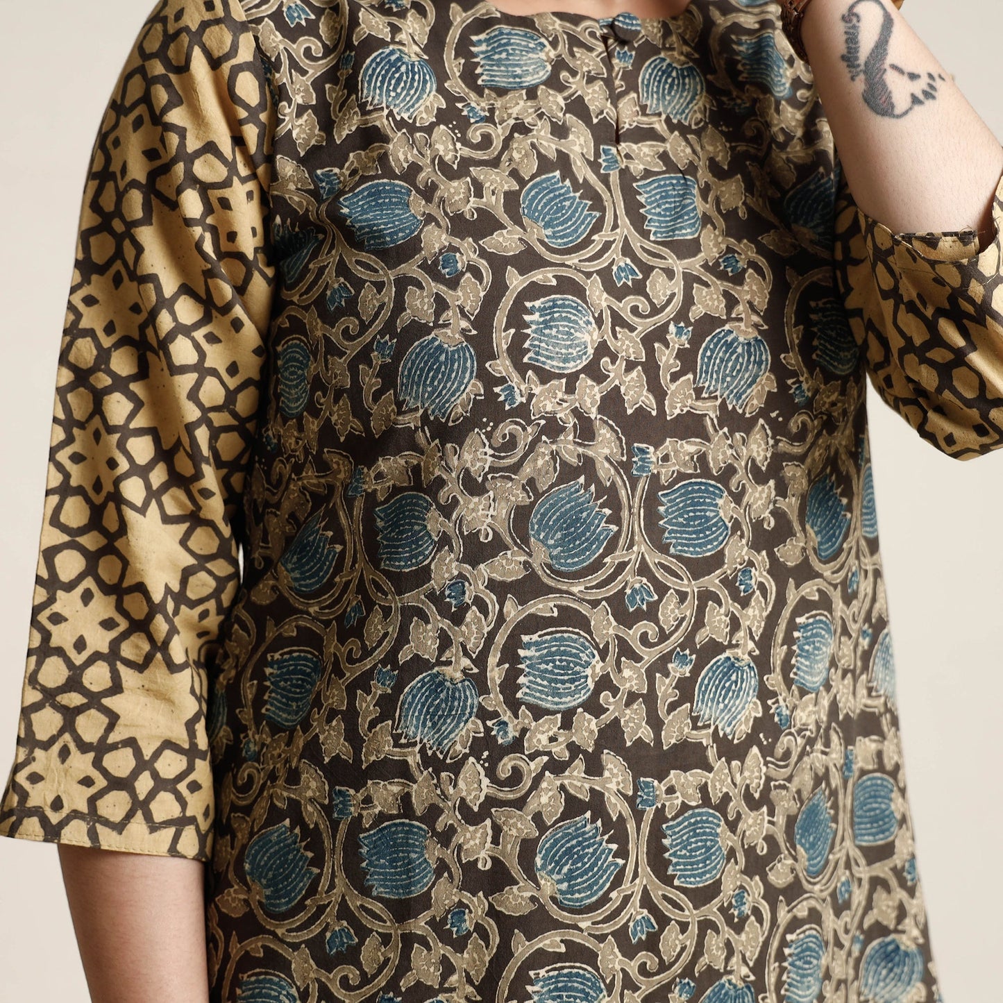 Multicolor - printed cotton kurta with palazzo & dupatta