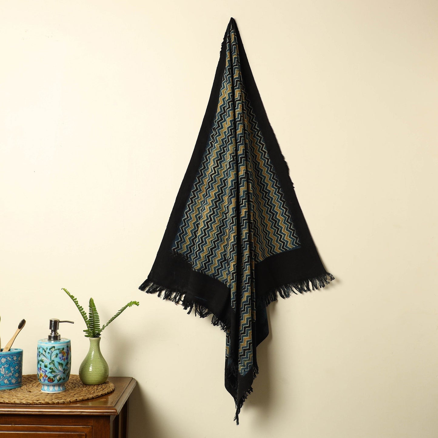 Multicolor Handloom Block Print Cotton Ajrakh Towel
