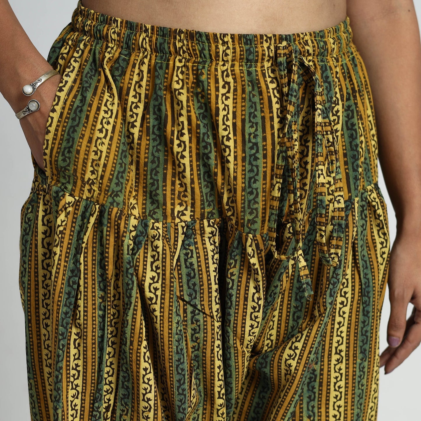 Multicolor - Ajrakh Hand Block Printed Cotton Elasticated Salwar 13