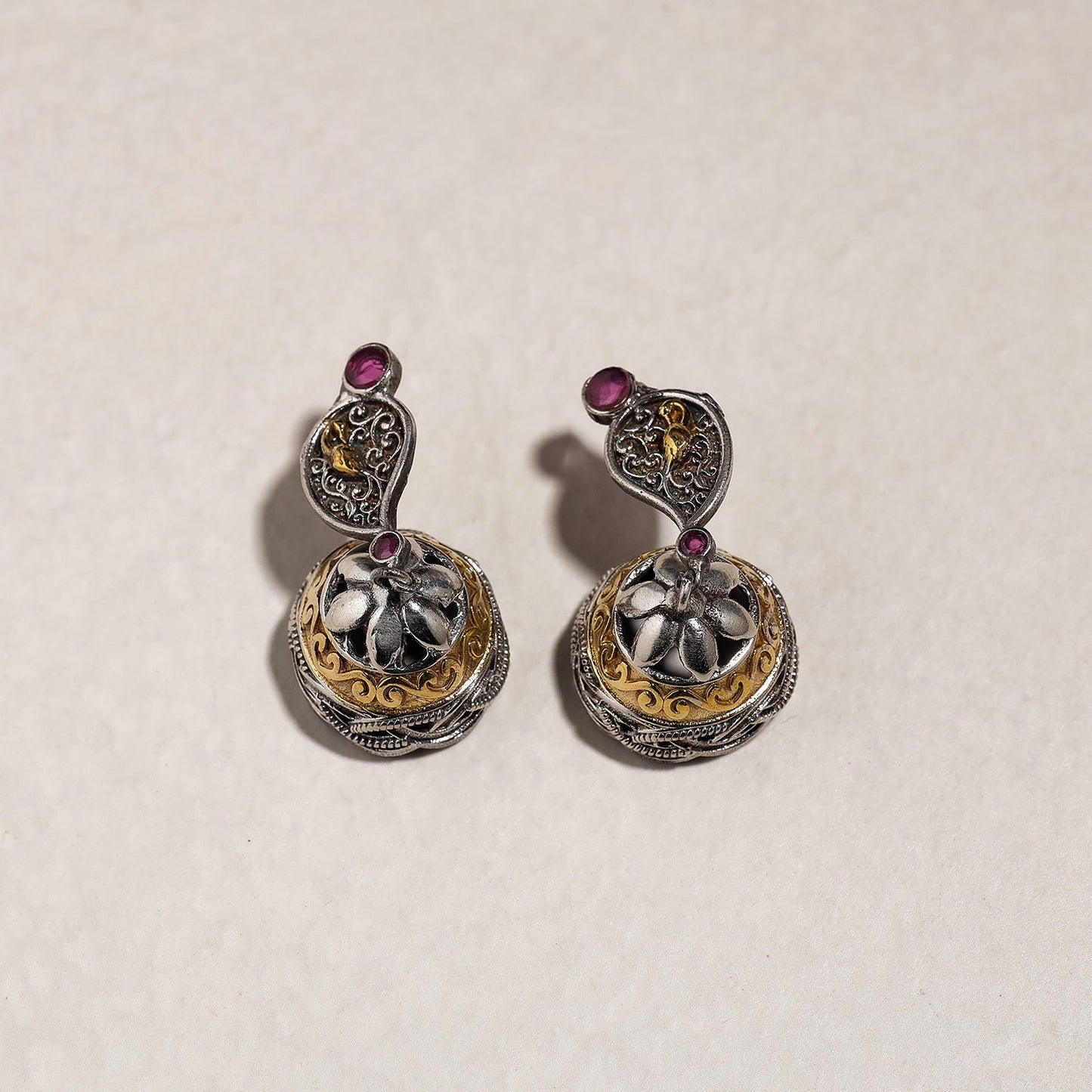 Antique Dual Tone Oxidised Brass Base Stone Necklace Set