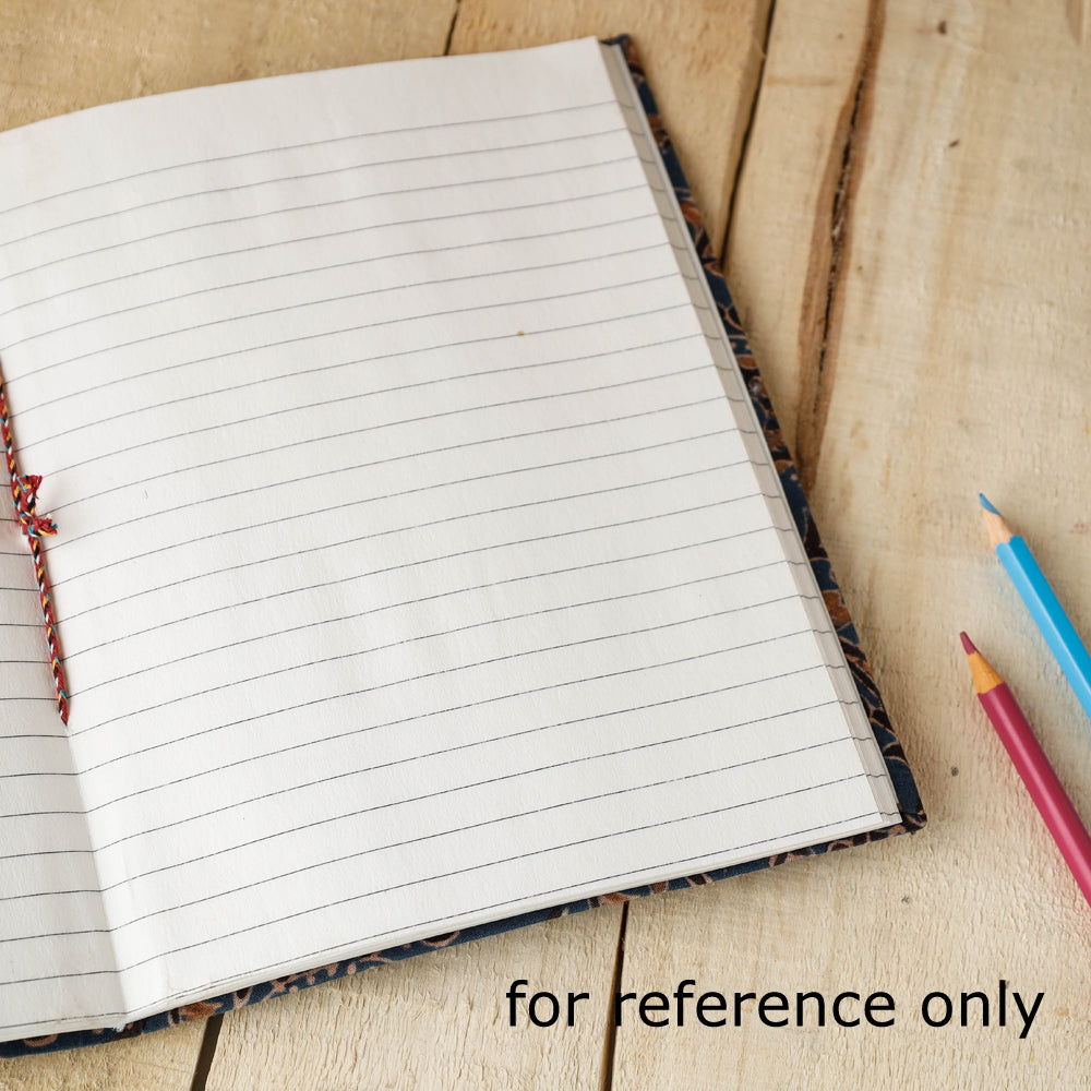 Art Block Print Fabric Cover Handmade Paper Notebook