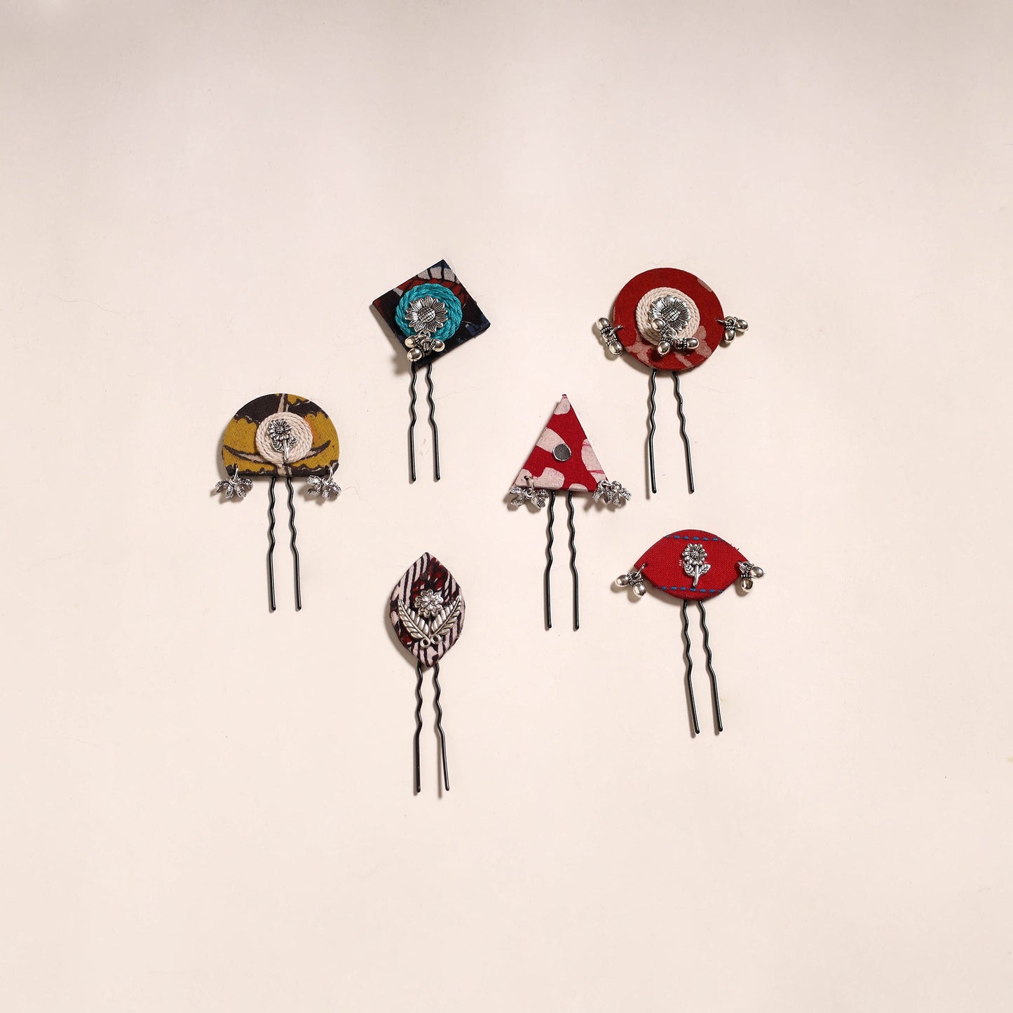 Multicolor - artisanal fabart juda pins (set of 6) 10
