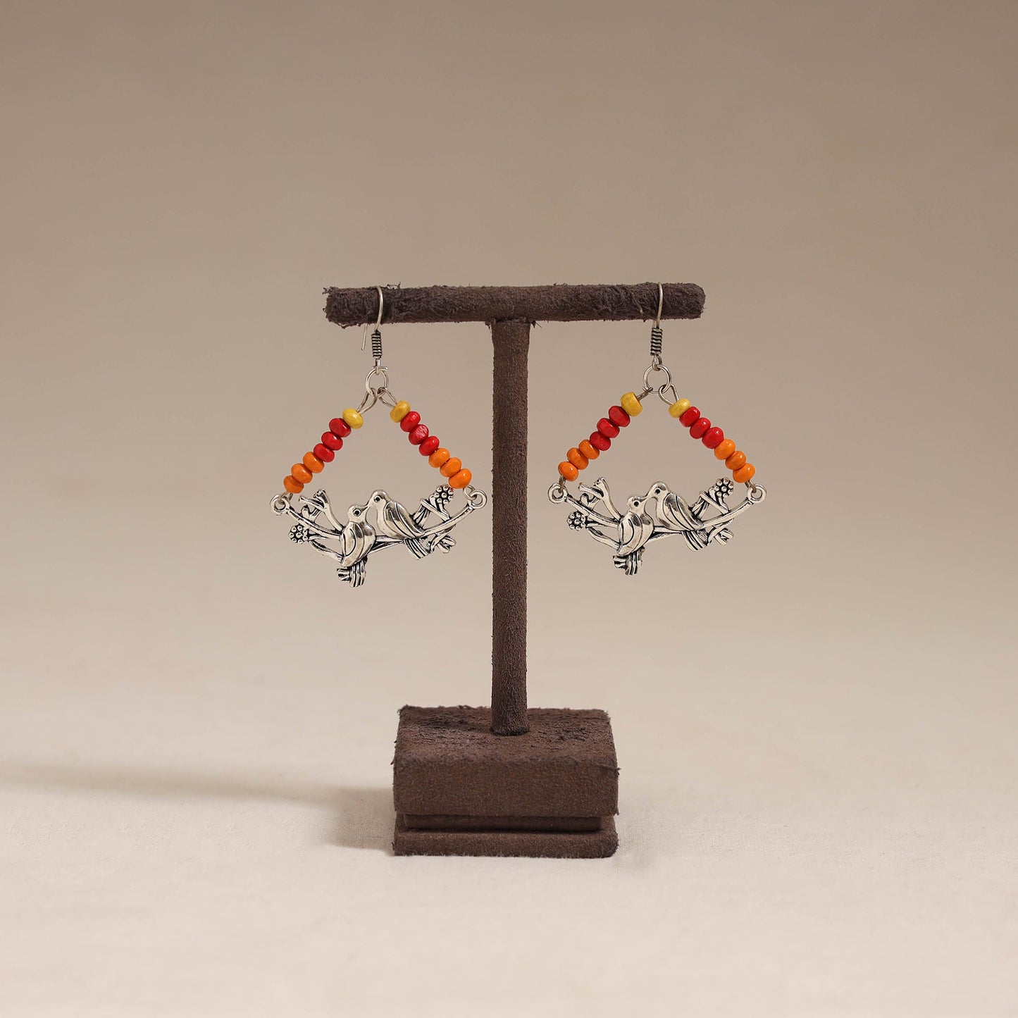 Multicolor - ashi wooden beads earrings with german silver