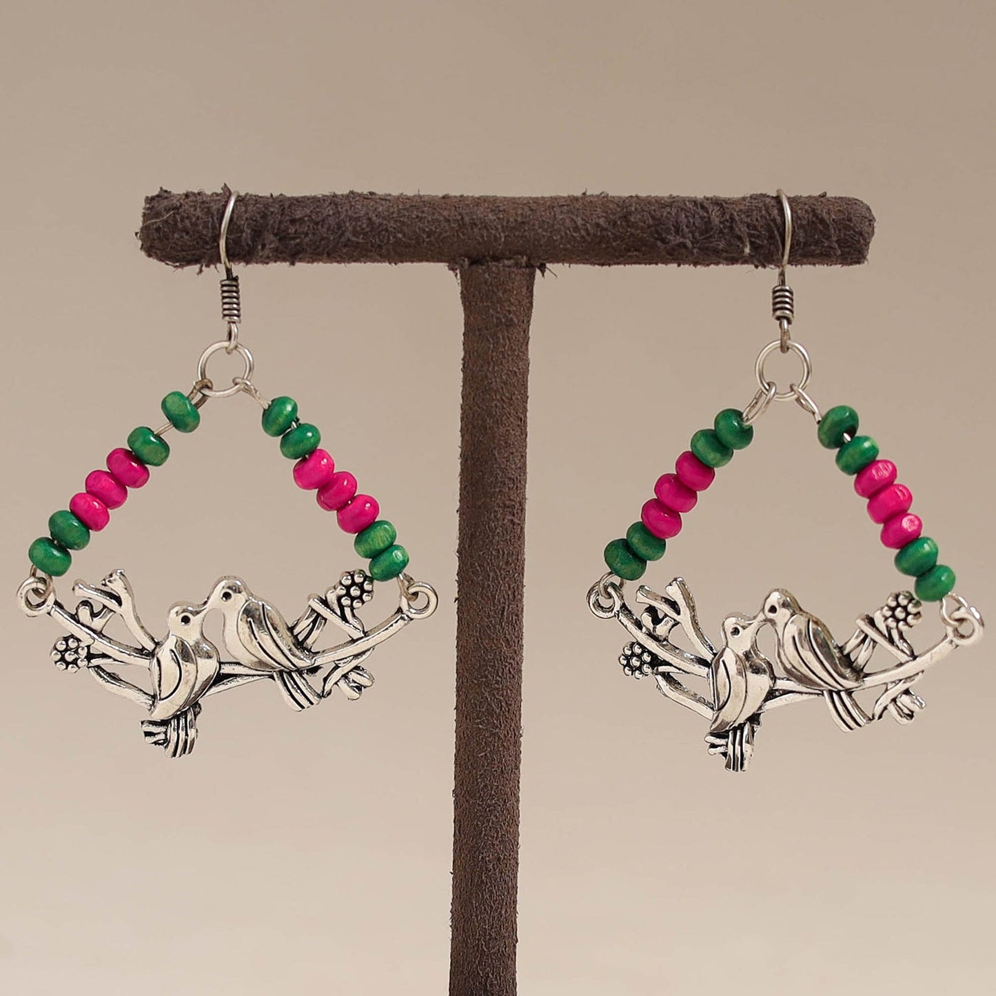Multicolor - avira wooden beads earrings with german silver