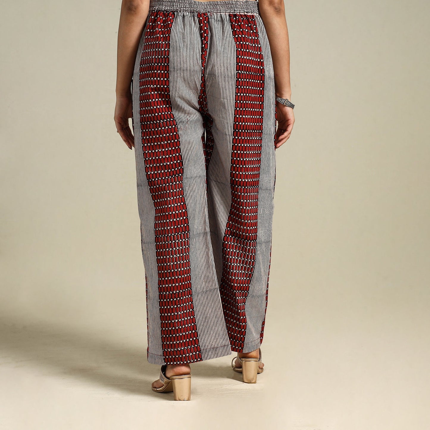 White Bagh Block Print Natural Dyed Cotton Palazzo