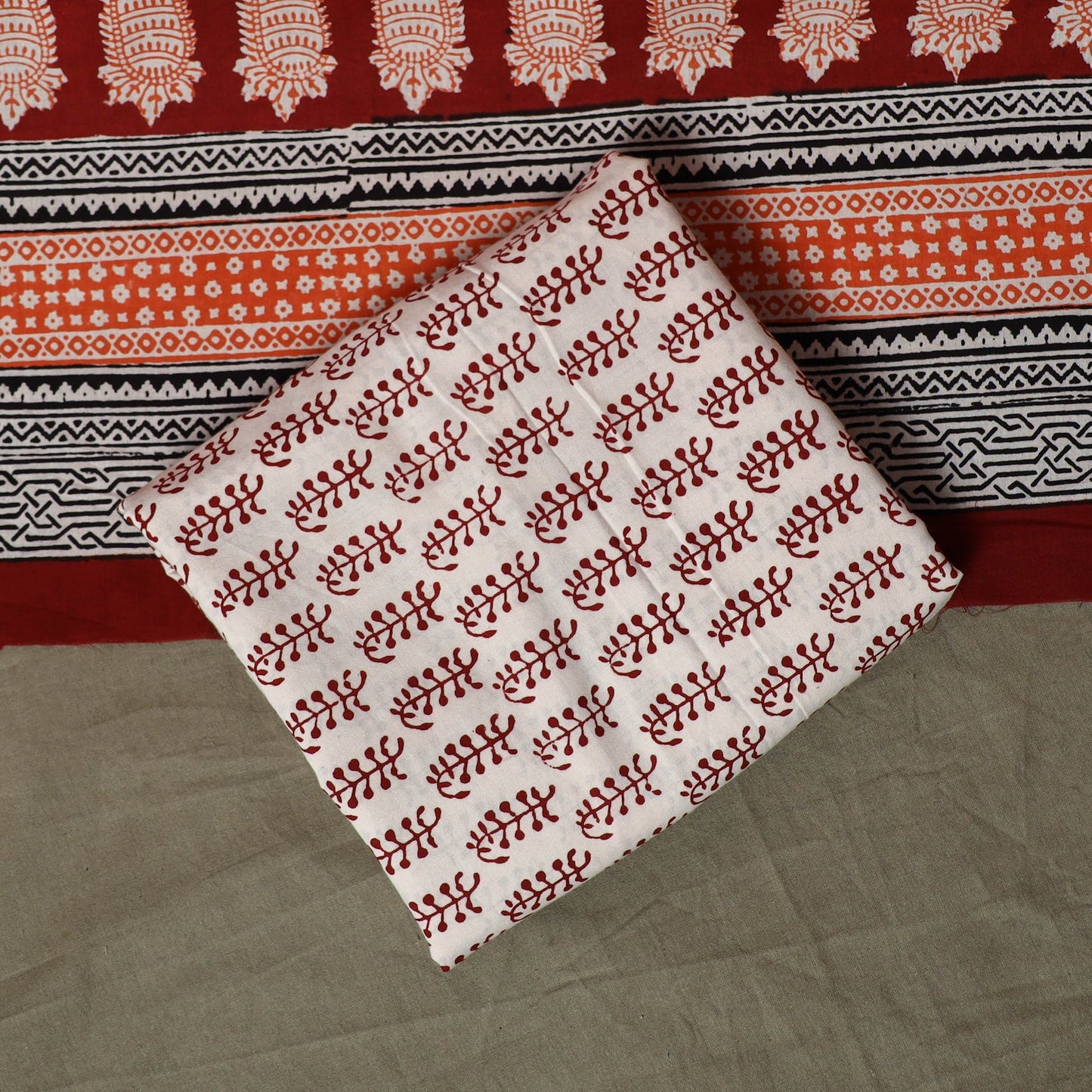 Bagh hand block print natural dyed cotton 3pc unstitched