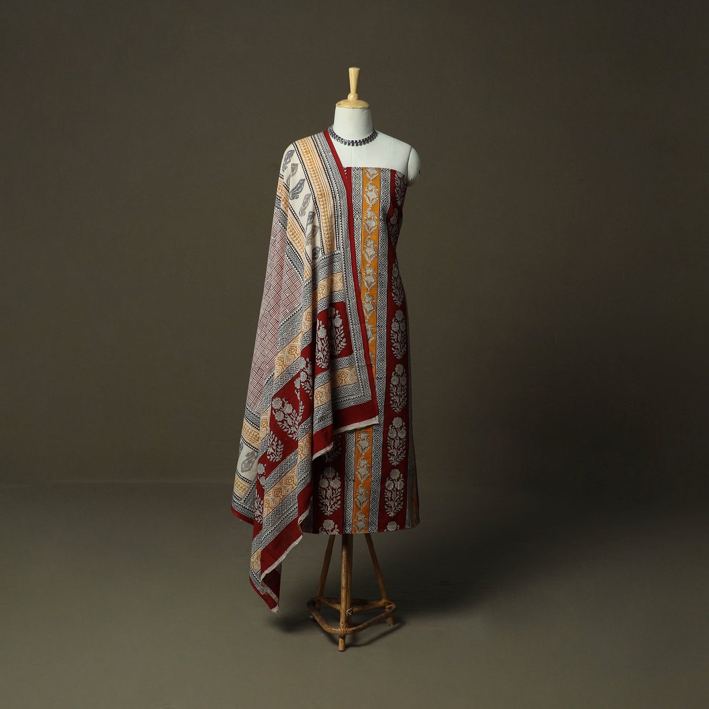 Bagh hand block print natural dyed cotton 3pc unstitched