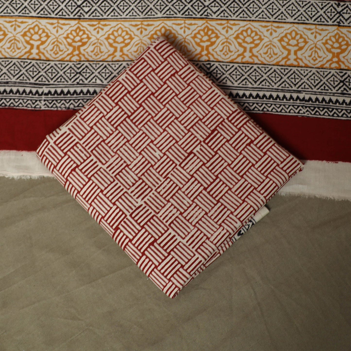 Bagh hand block print natural dyed cotton 3pc unstitched