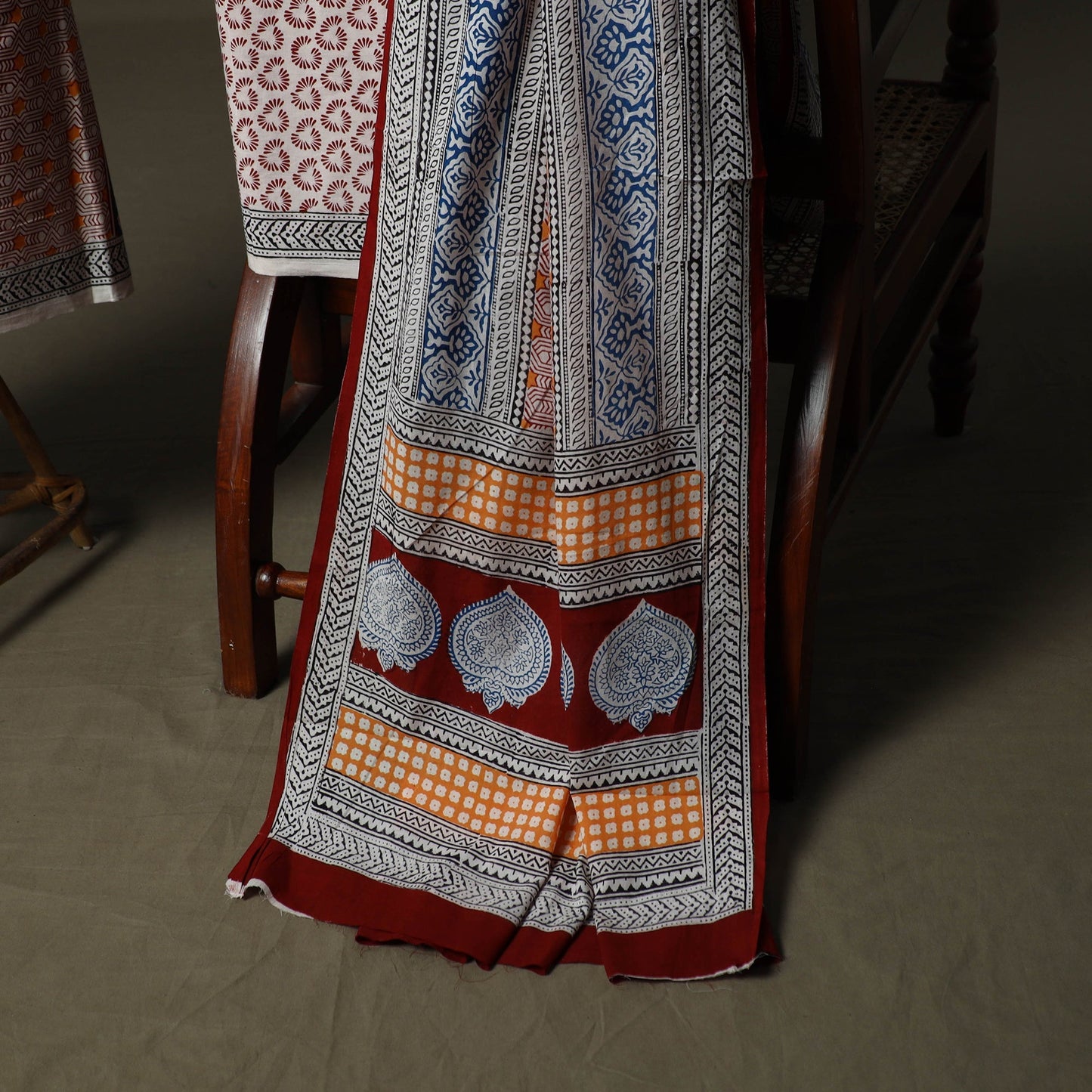 Bagh hand block print natural dyed cotton 3pc unstitched