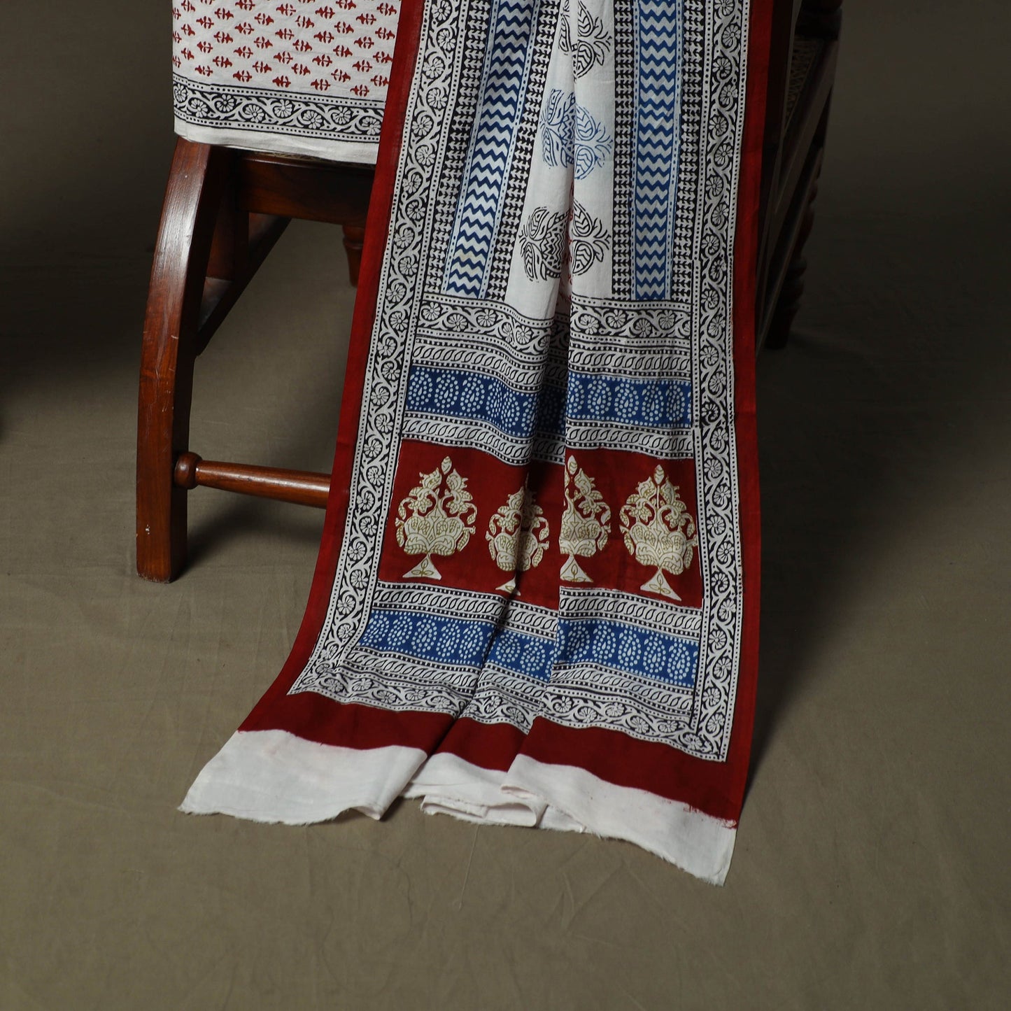 Bagh hand block print natural dyed cotton 3pc unstitched