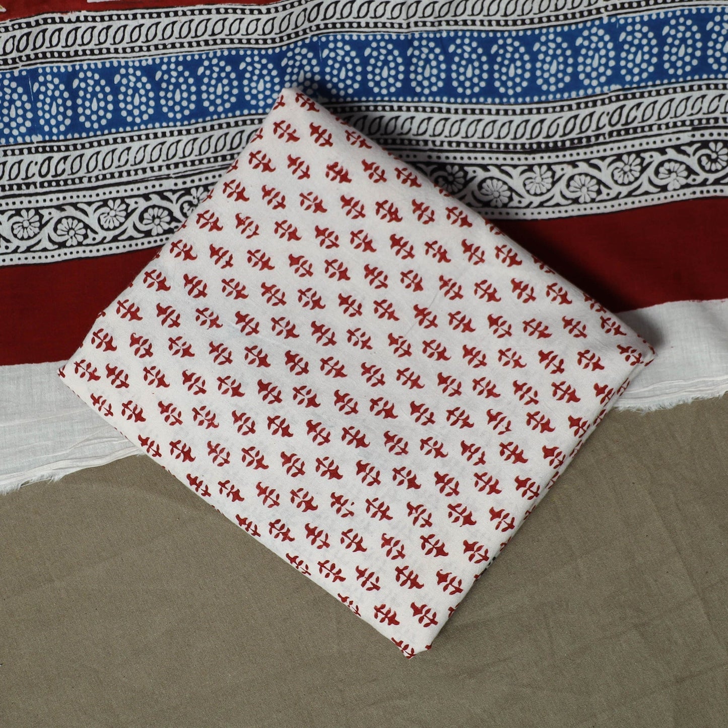 Bagh hand block print natural dyed cotton 3pc unstitched