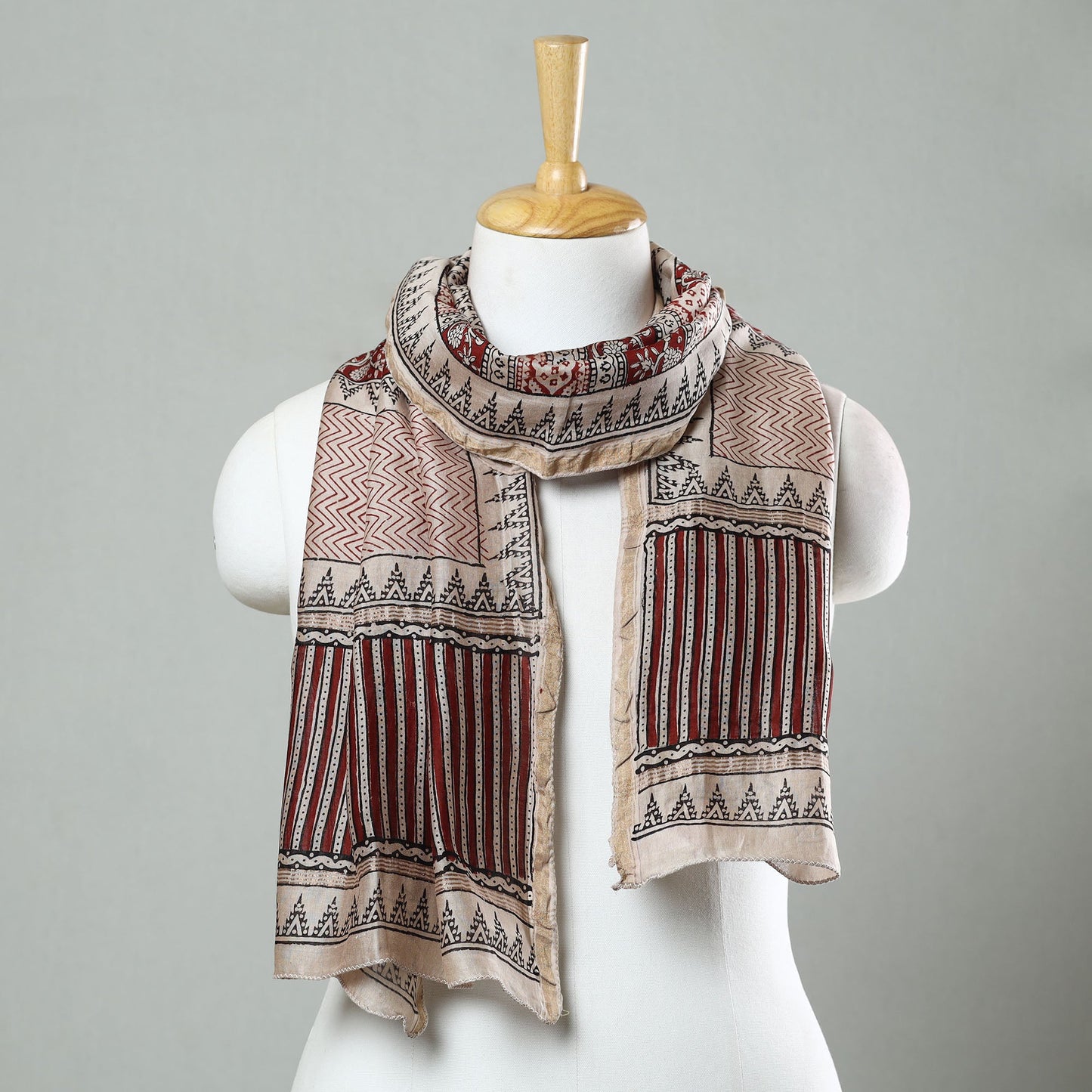 Multicolor Bagh Hand Block Printed Chanderi Silk Stole