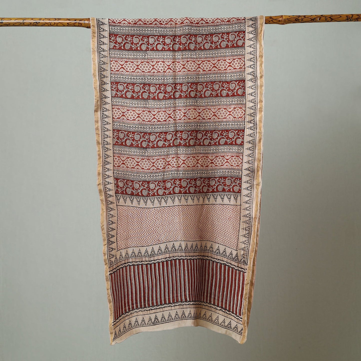 Multicolor Bagh Hand Block Printed Chanderi Silk Stole