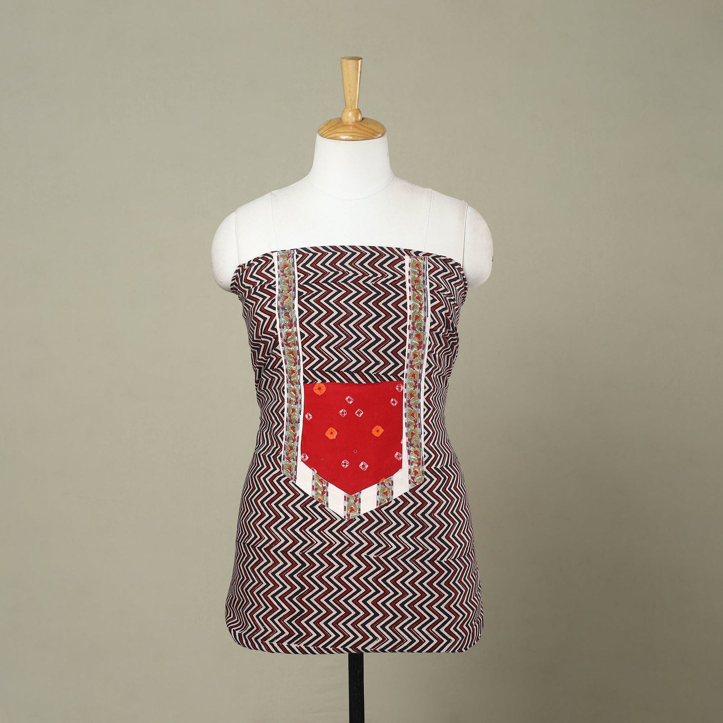 Buy Multicolor Bagh Print Patchwork Cotton Kurta Material