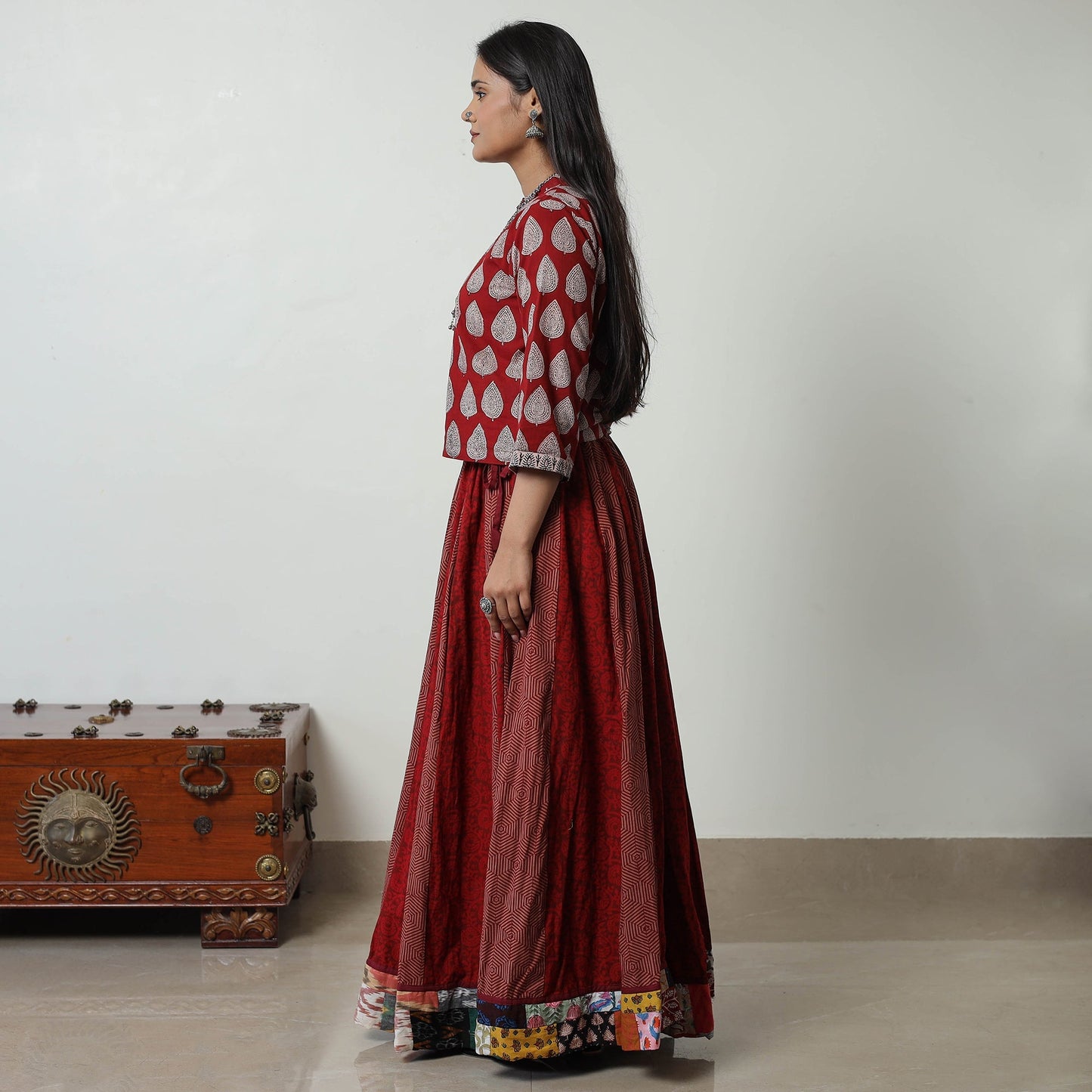 Multicolor - bagh skirt with 24 kali patchwork 09