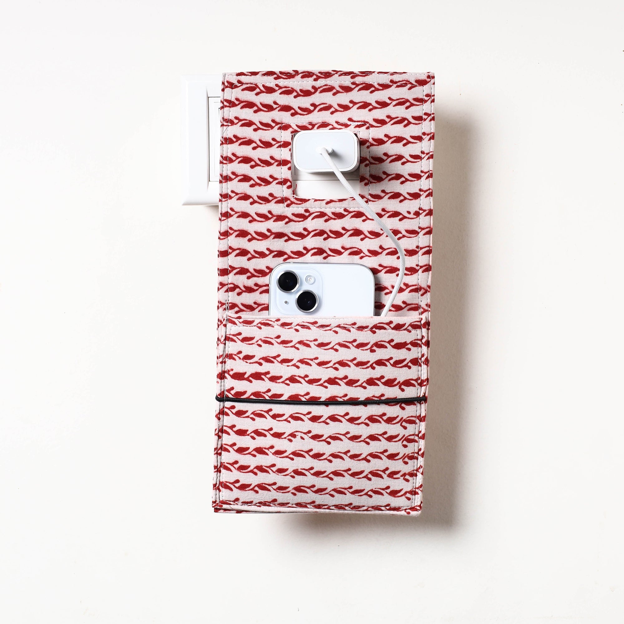 Black - Handmade Cotton Mobile Charging Holder 26