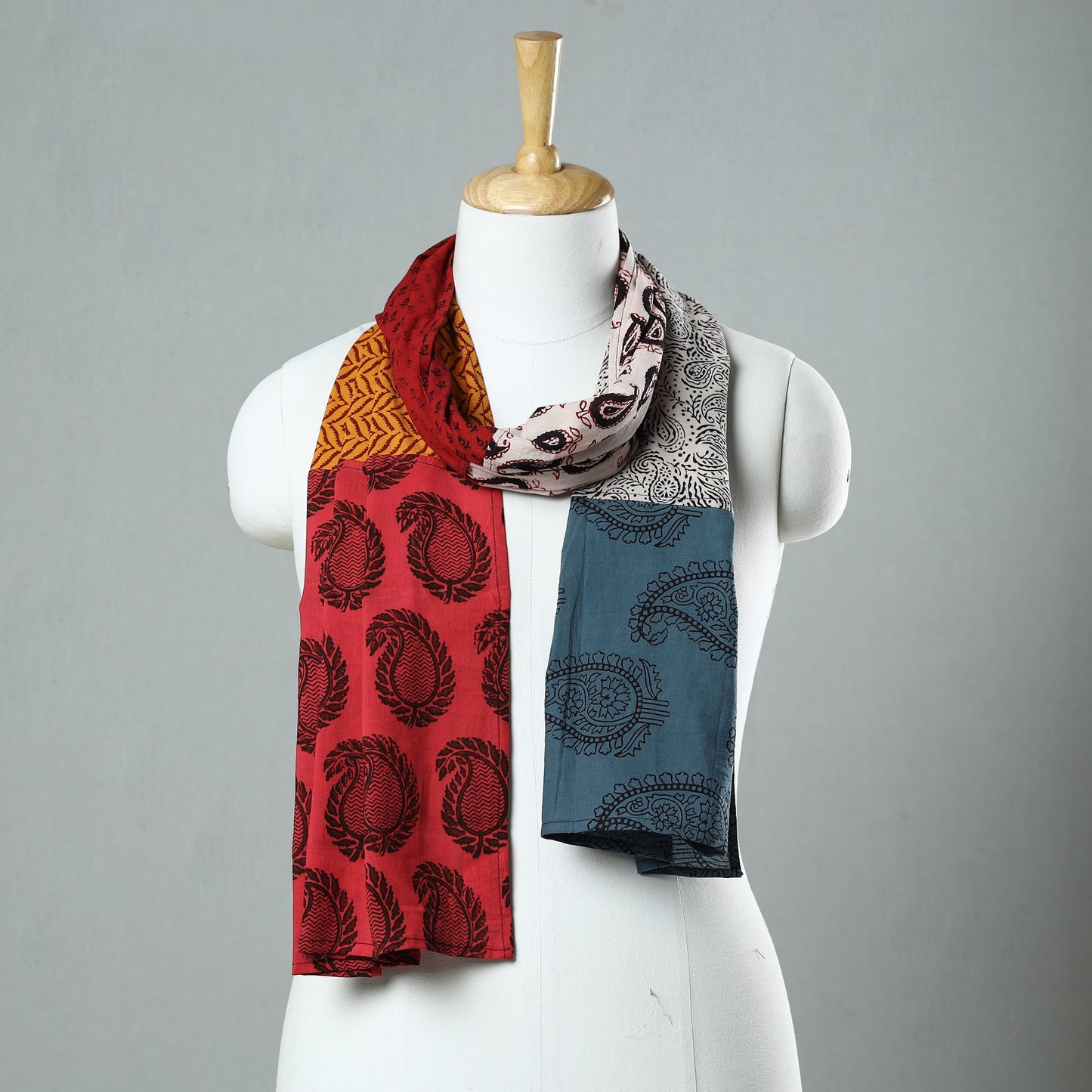 Bagh Block Printed Patchwork Cotton Stole 02 Online at iTokri.com