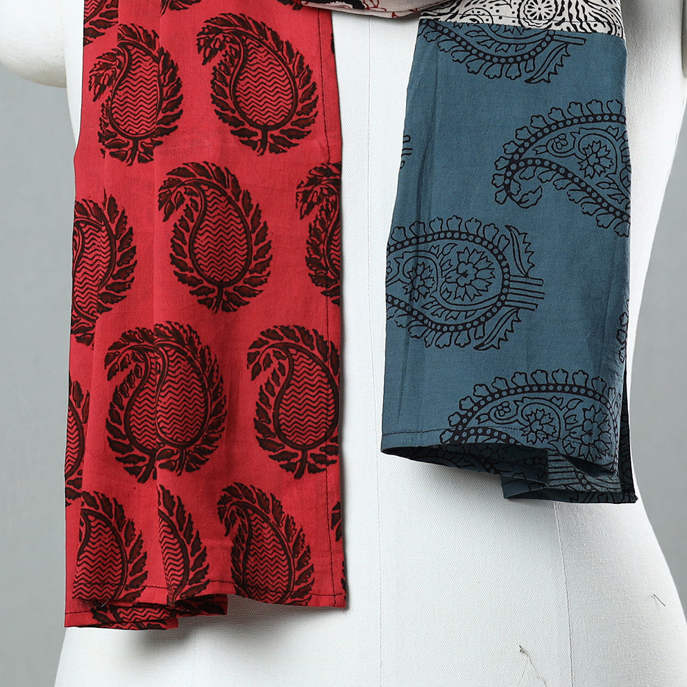 Bagh Block Printed Patchwork Cotton Stole 02 Online at iTokri.com