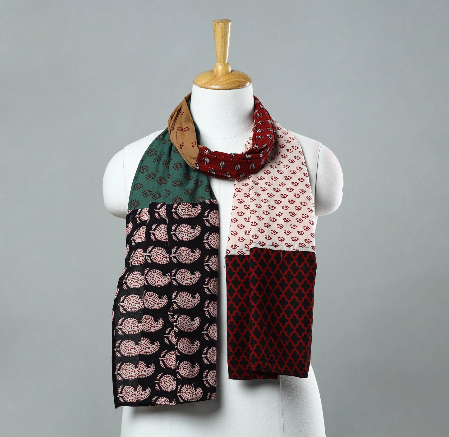 Bagh Block Printed Patchwork Cotton Stole 08 Online at iTokri.com
