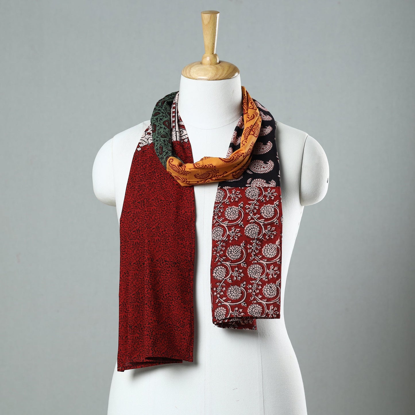 Bagh Block Printed Patchwork Cotton Stole 12