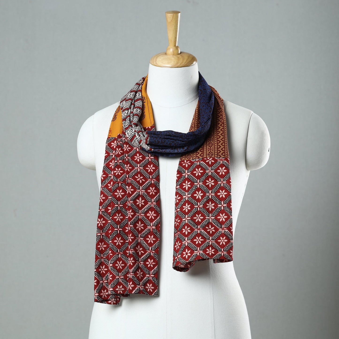 Bagh Block Printed Patchwork Cotton Stole 16 Online at iTokri.com