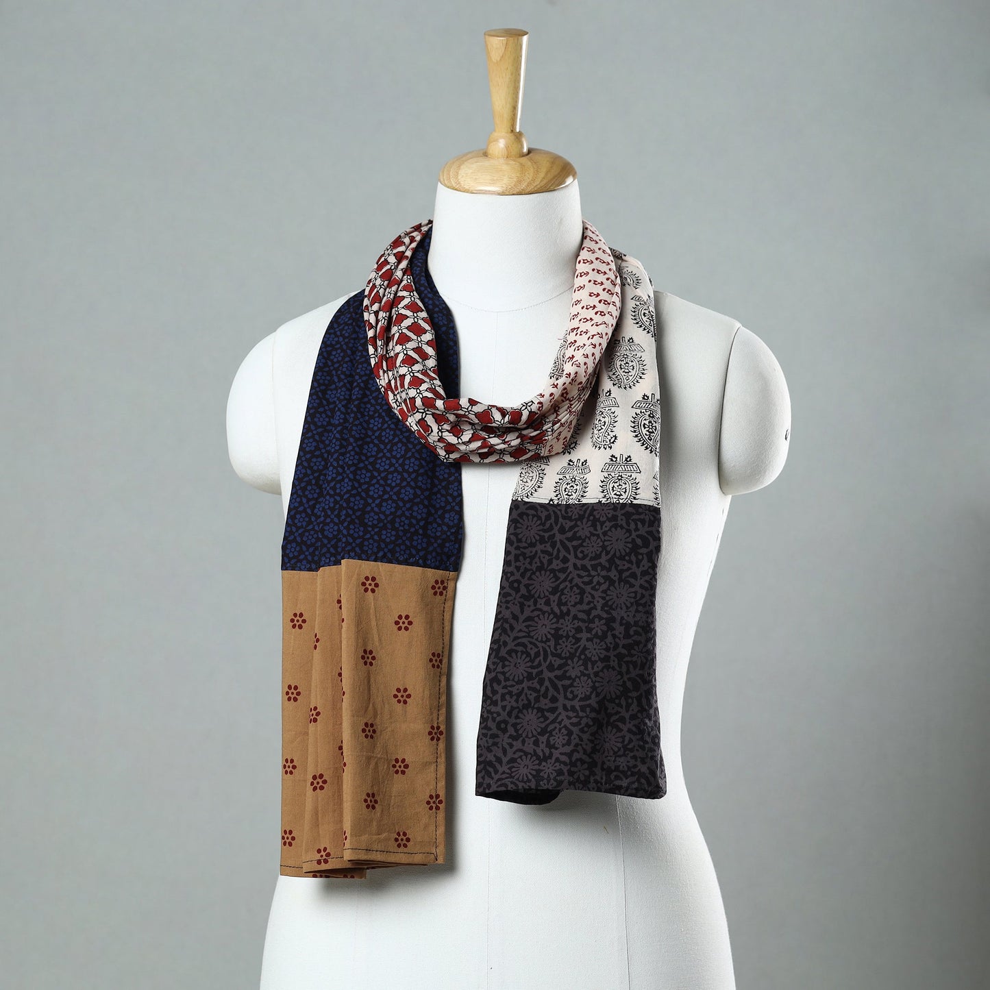 Bagh Block Printed Patchwork Cotton Stole 20