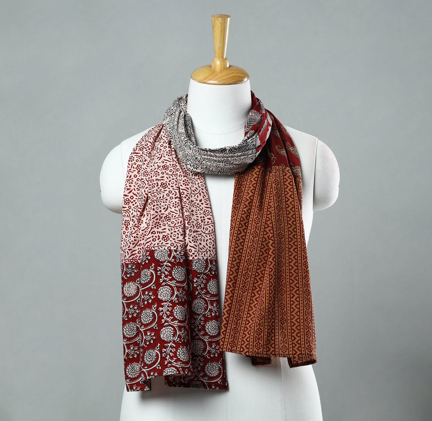 Bagh Block Printed Patchwork Cotton Stole 21