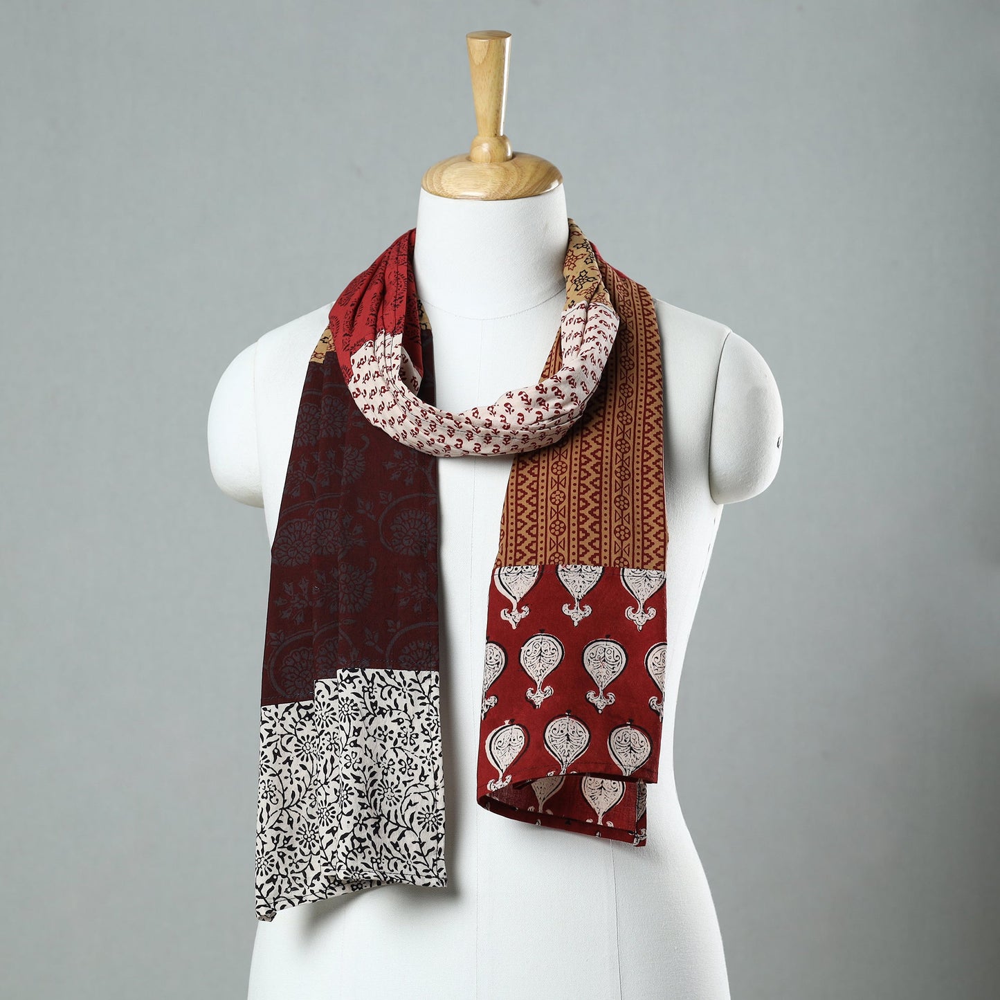 Multicolor Bagh Block Printed Patchwork Cotton Stole