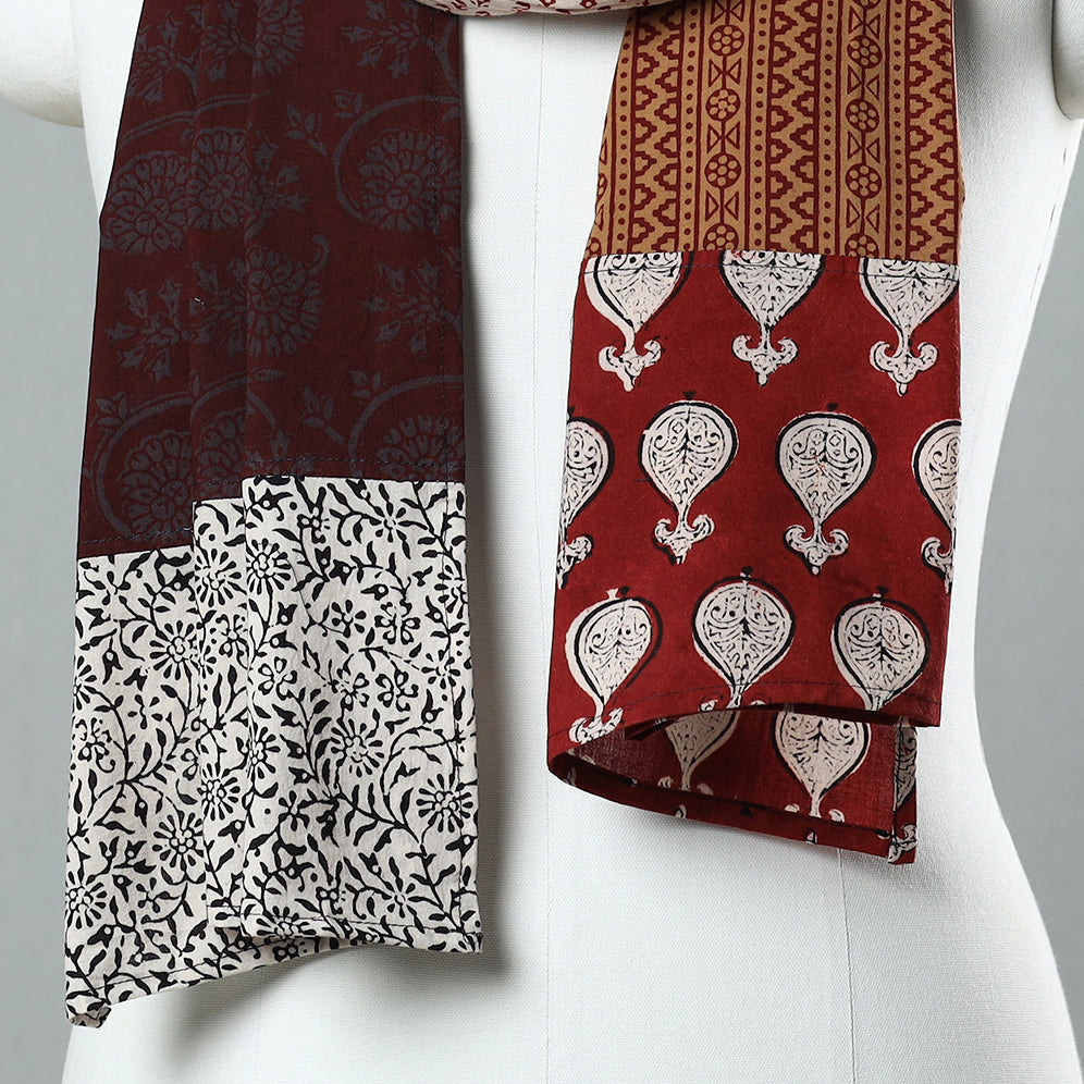 Multicolor Bagh Block Printed Patchwork Cotton Stole